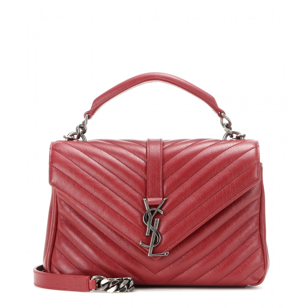 Lyst - Saint Laurent Classic Monogram Quilted Leather Shoulder Bag in Red
