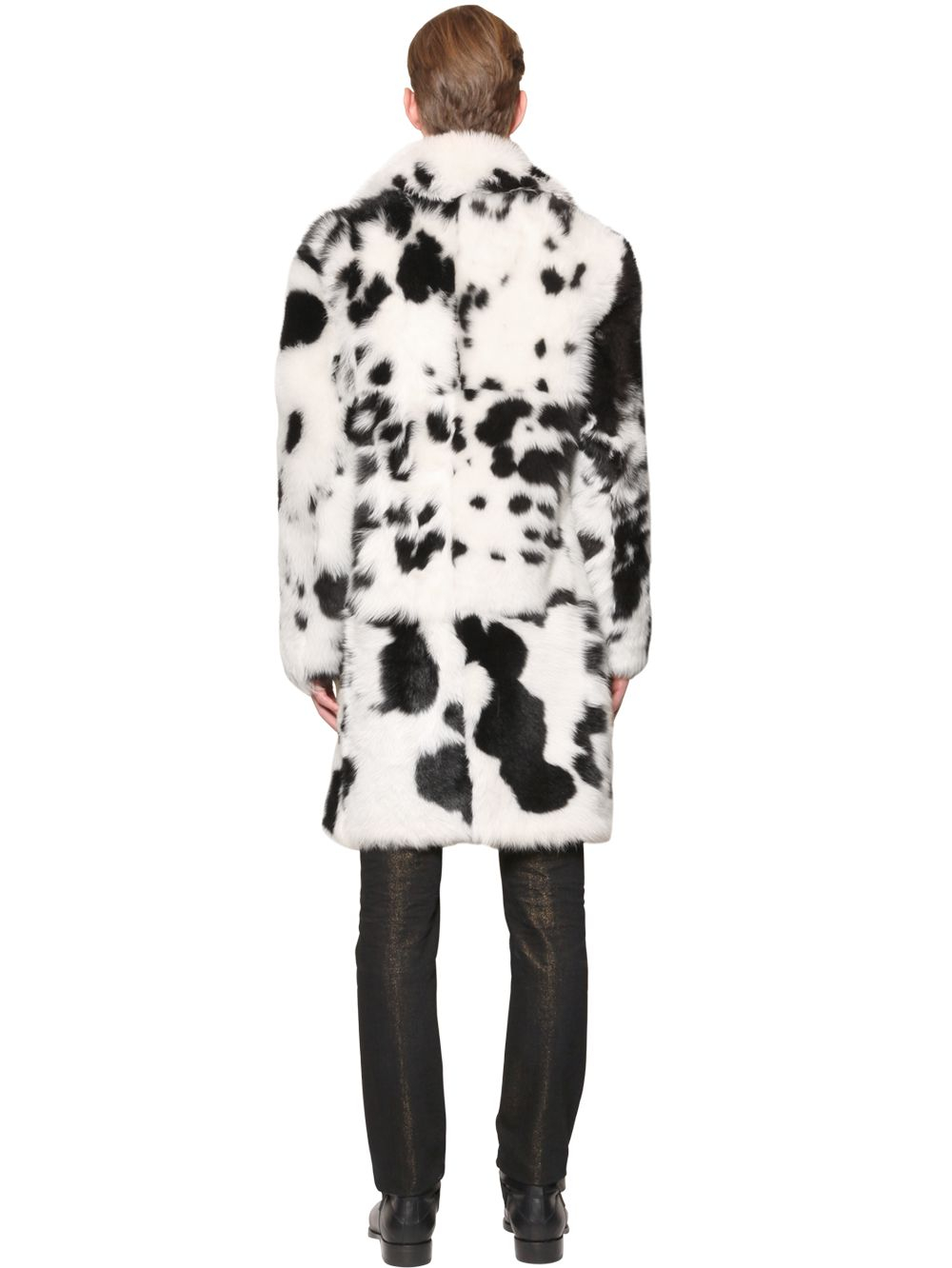 Roberto cavalli Dalmatian Printed Fur Coat in Black for Men | Lyst