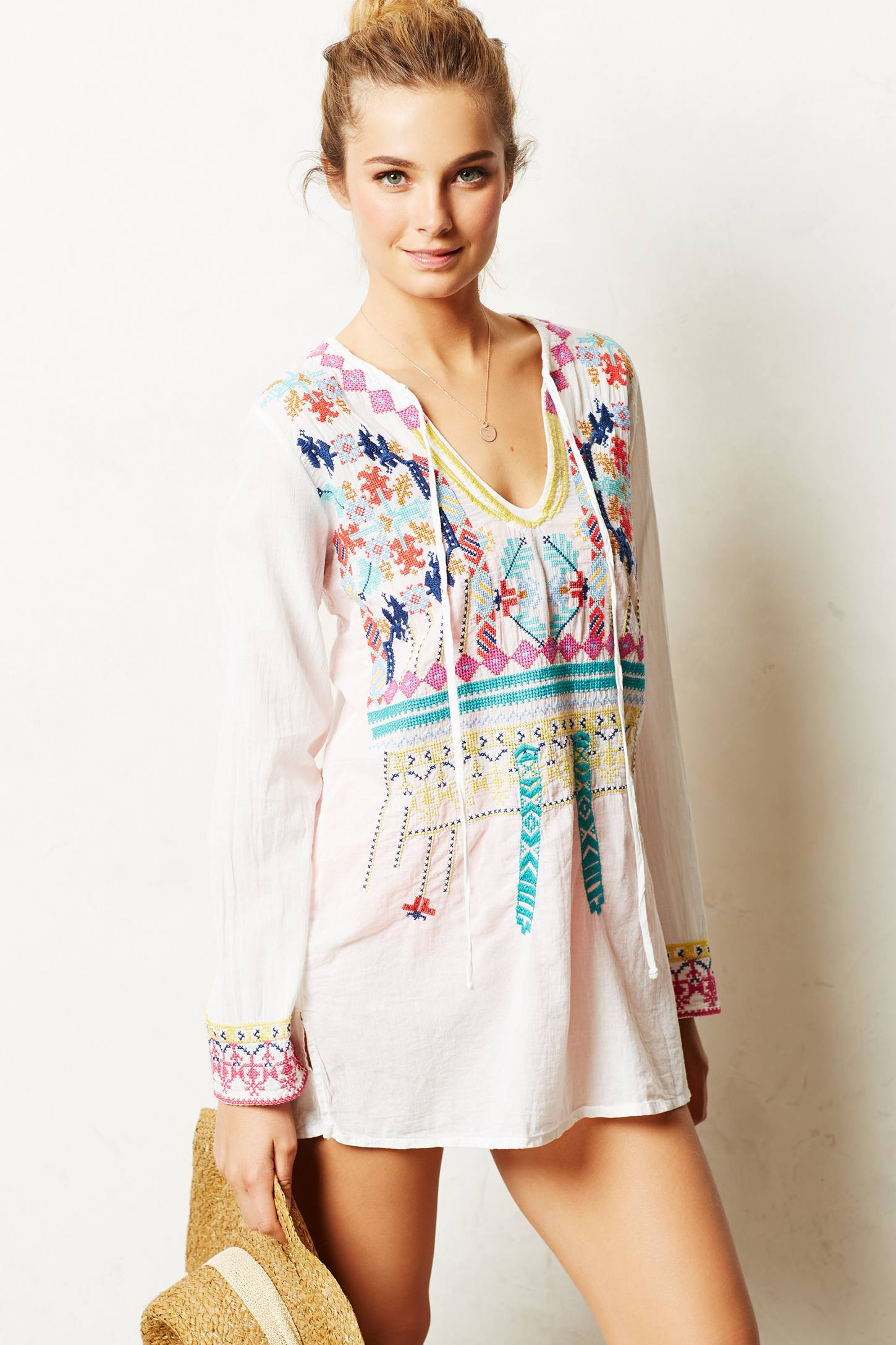 Lyst - Anthropologie Embroidered Utara Cover-Up in White