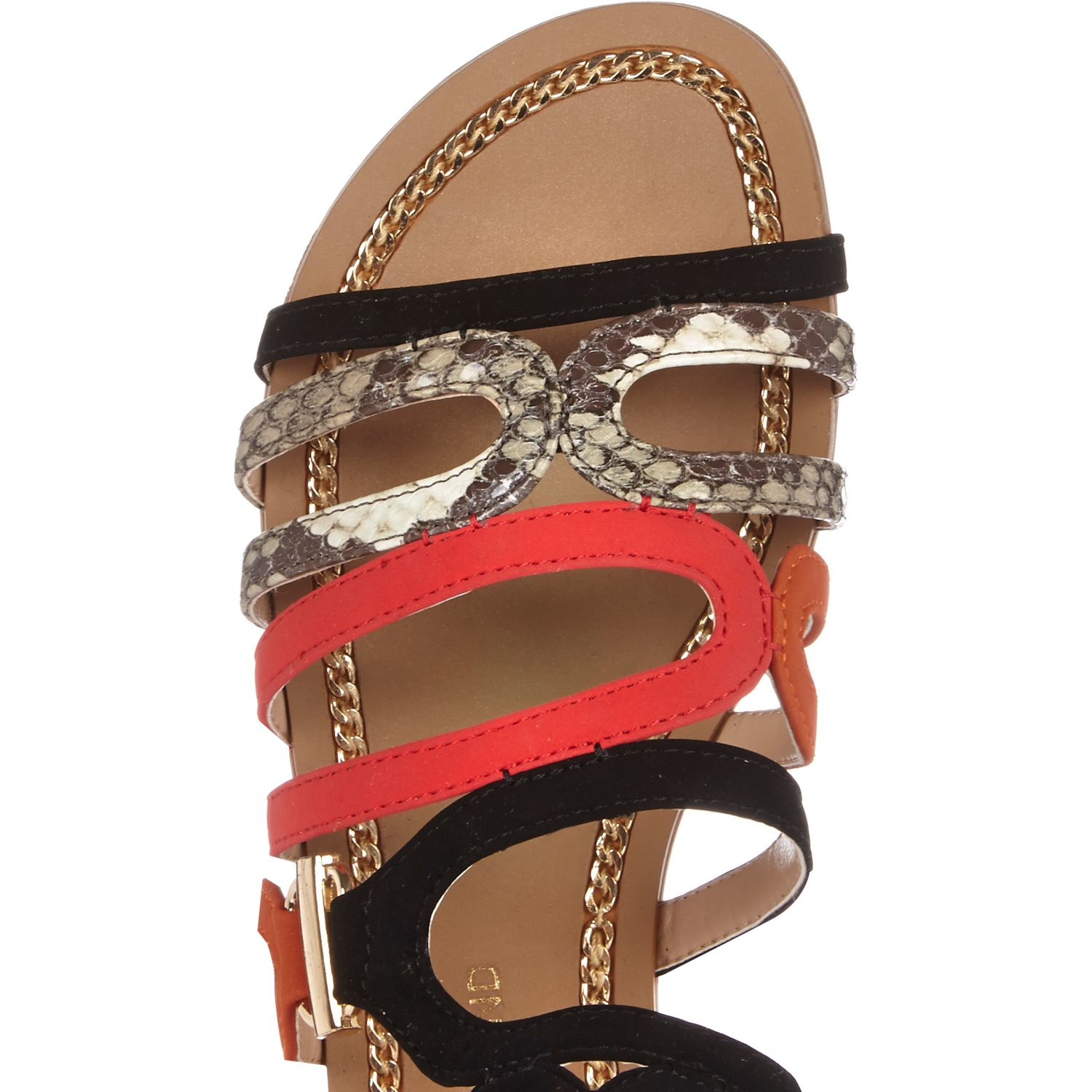 snake print sandals flat