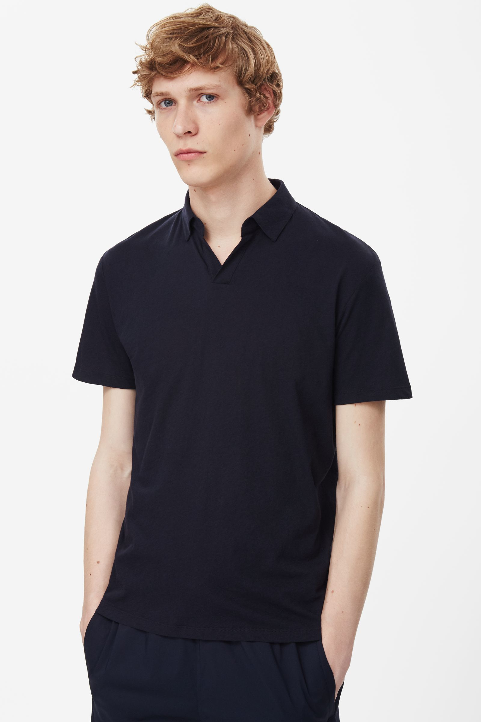 Cos Open-neck Polo Shirt in Blue for Men (Navy) | Lyst