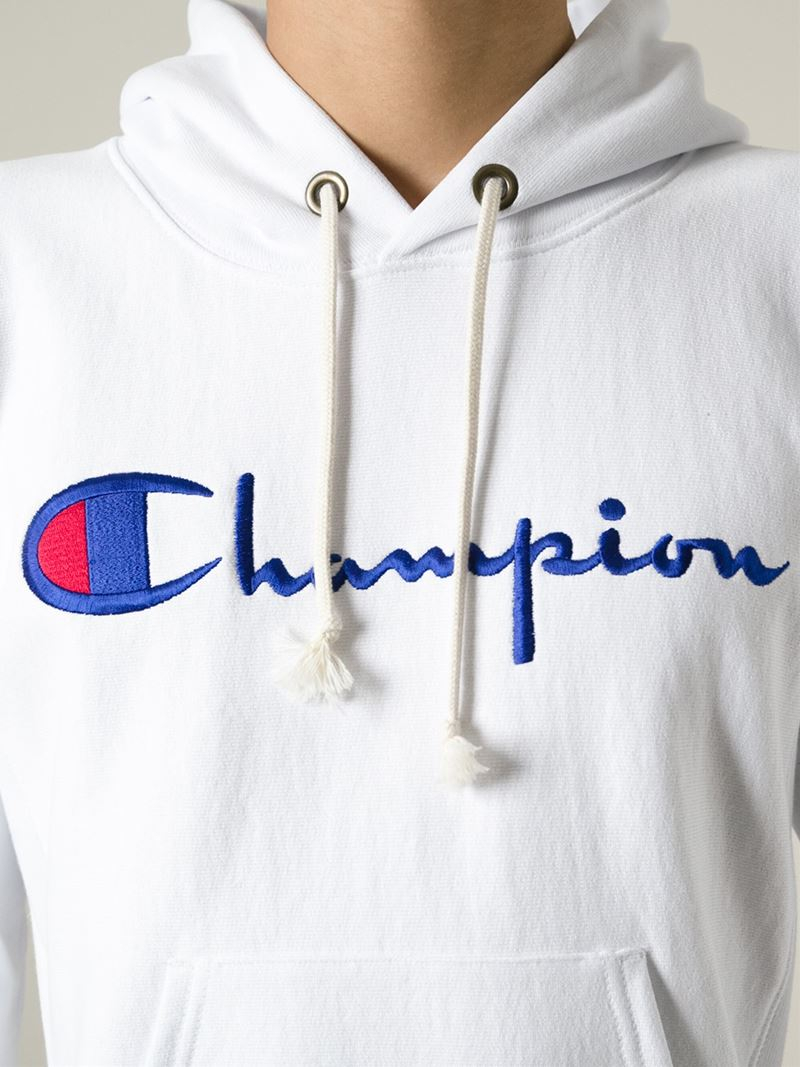 Champion Logo Hoodie in White for Men | Lyst