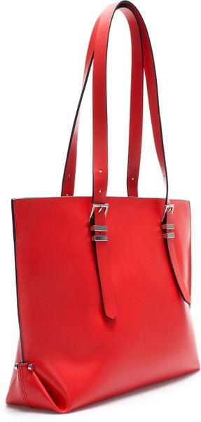 Zara Shopper Bag with Buckles in Red | Lyst