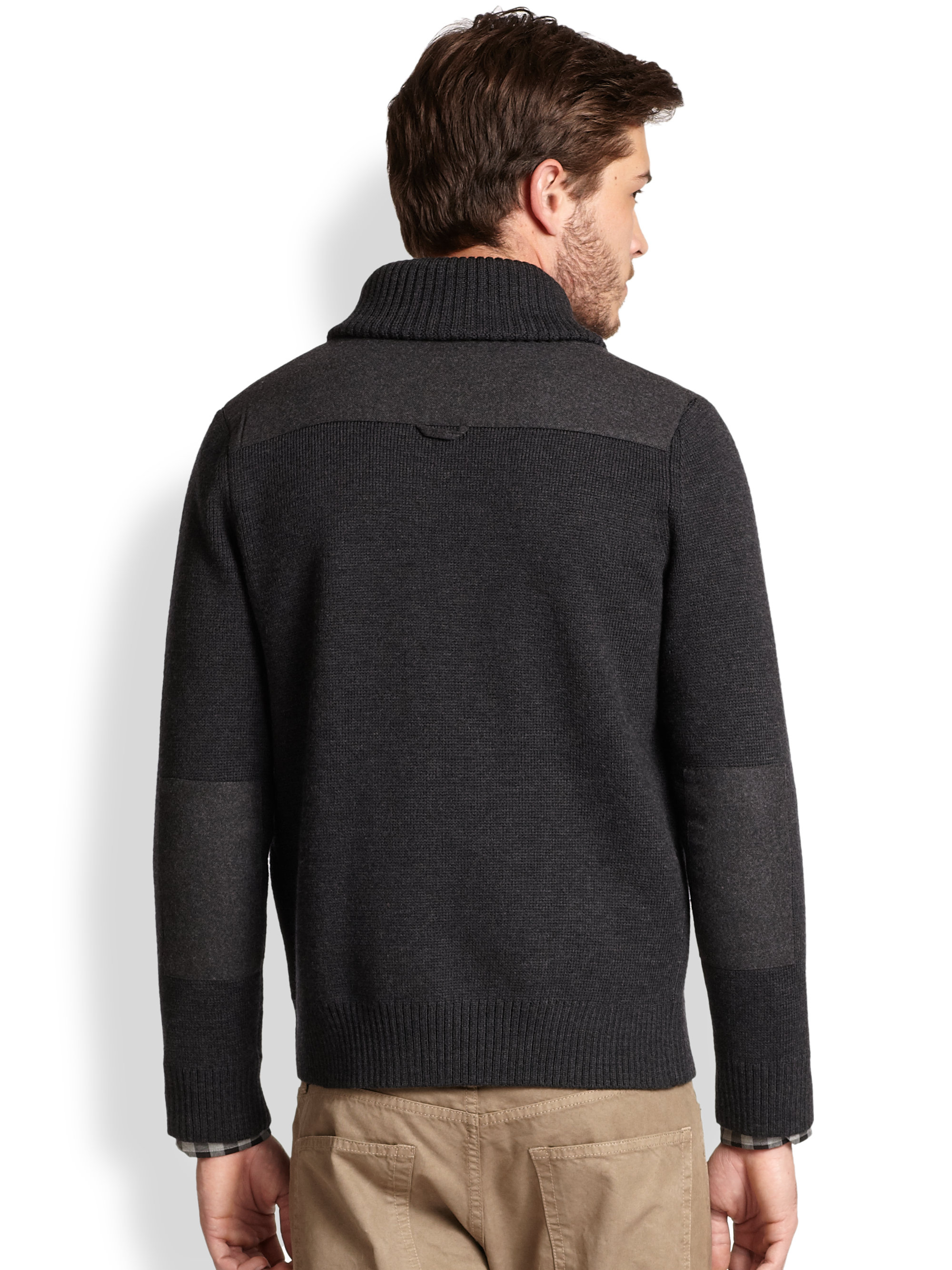 Lyst - Vince Double-Breasted Wool Sweater in Black for Men