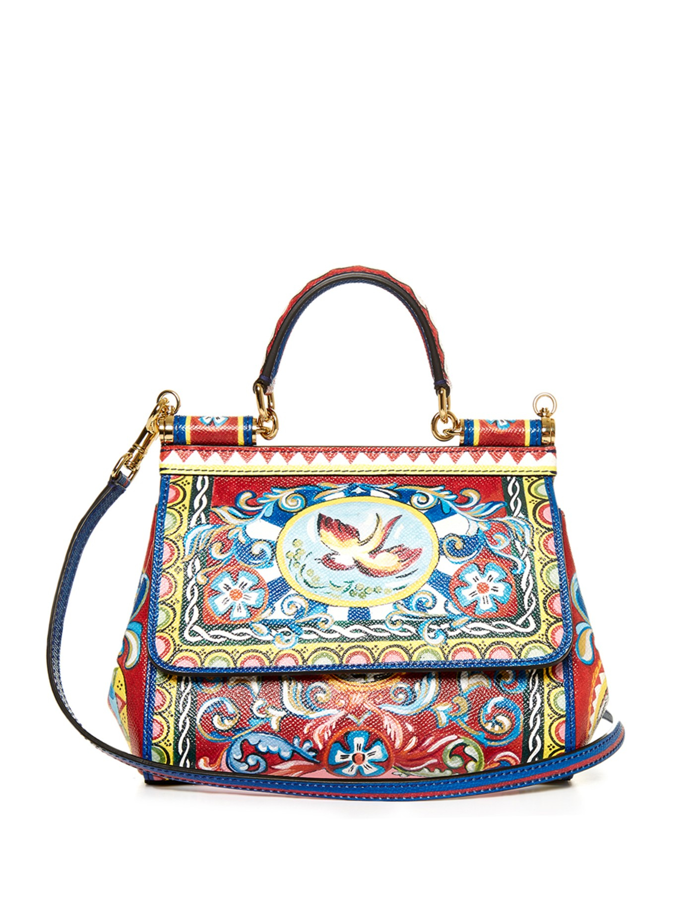 Lyst Dolce Gabbana Sicily Small Carretto Print Shoulder Bag In Red Gallery
