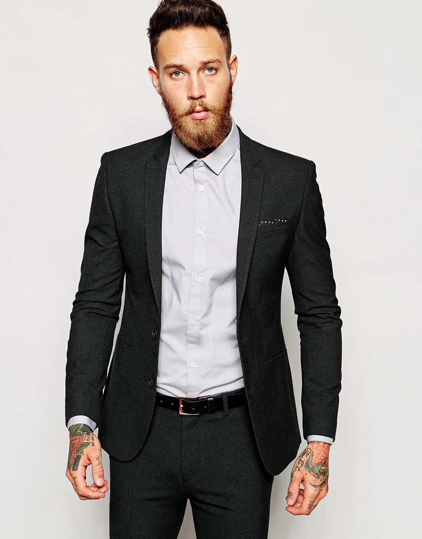 Asos Mens Suits Grey - ASOS Asos Slim Fit Suit Jacket in Tweed in Grey ...