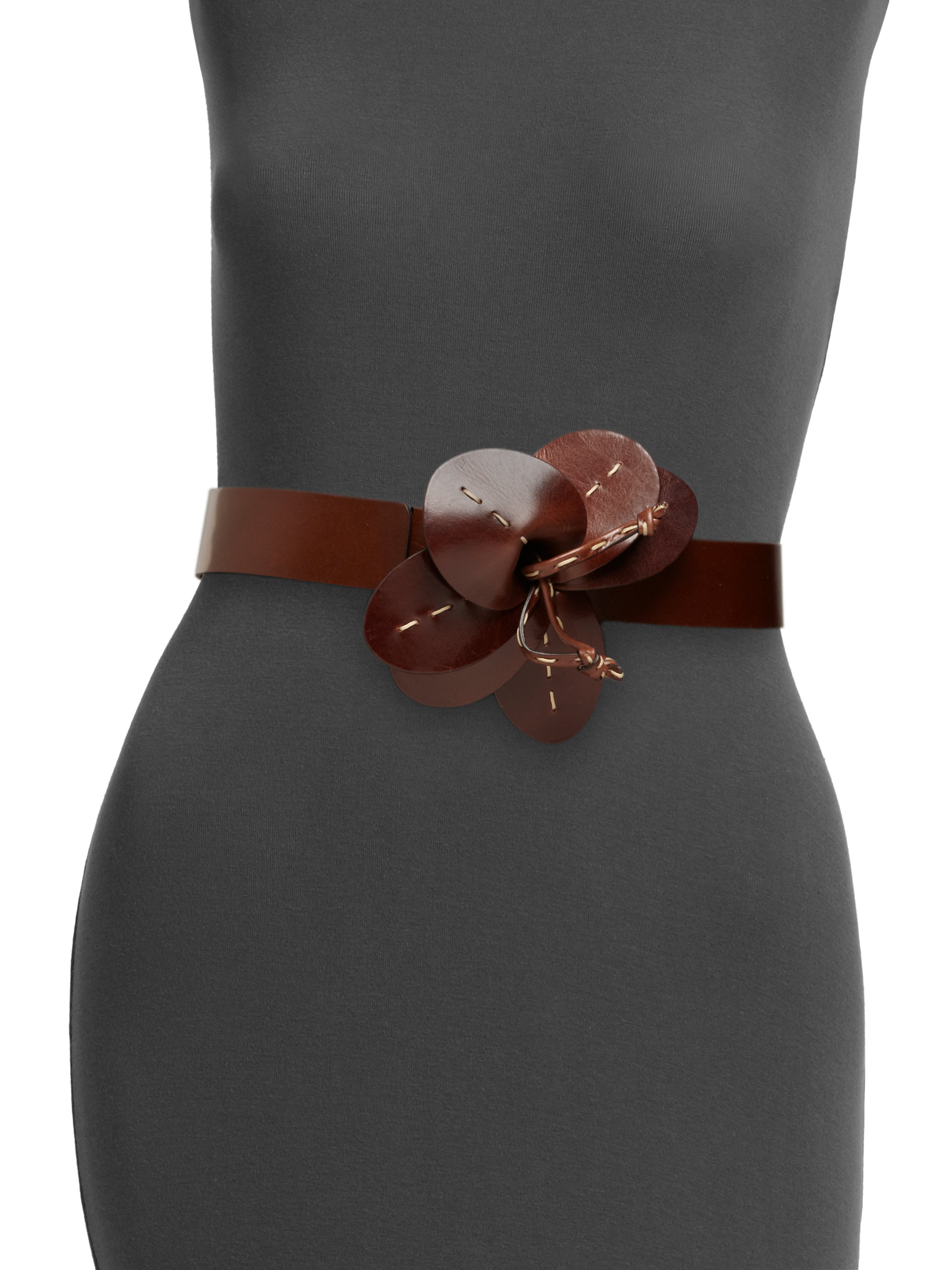 Lyst Michael Kors Medium Leather Flower Belt in Brown