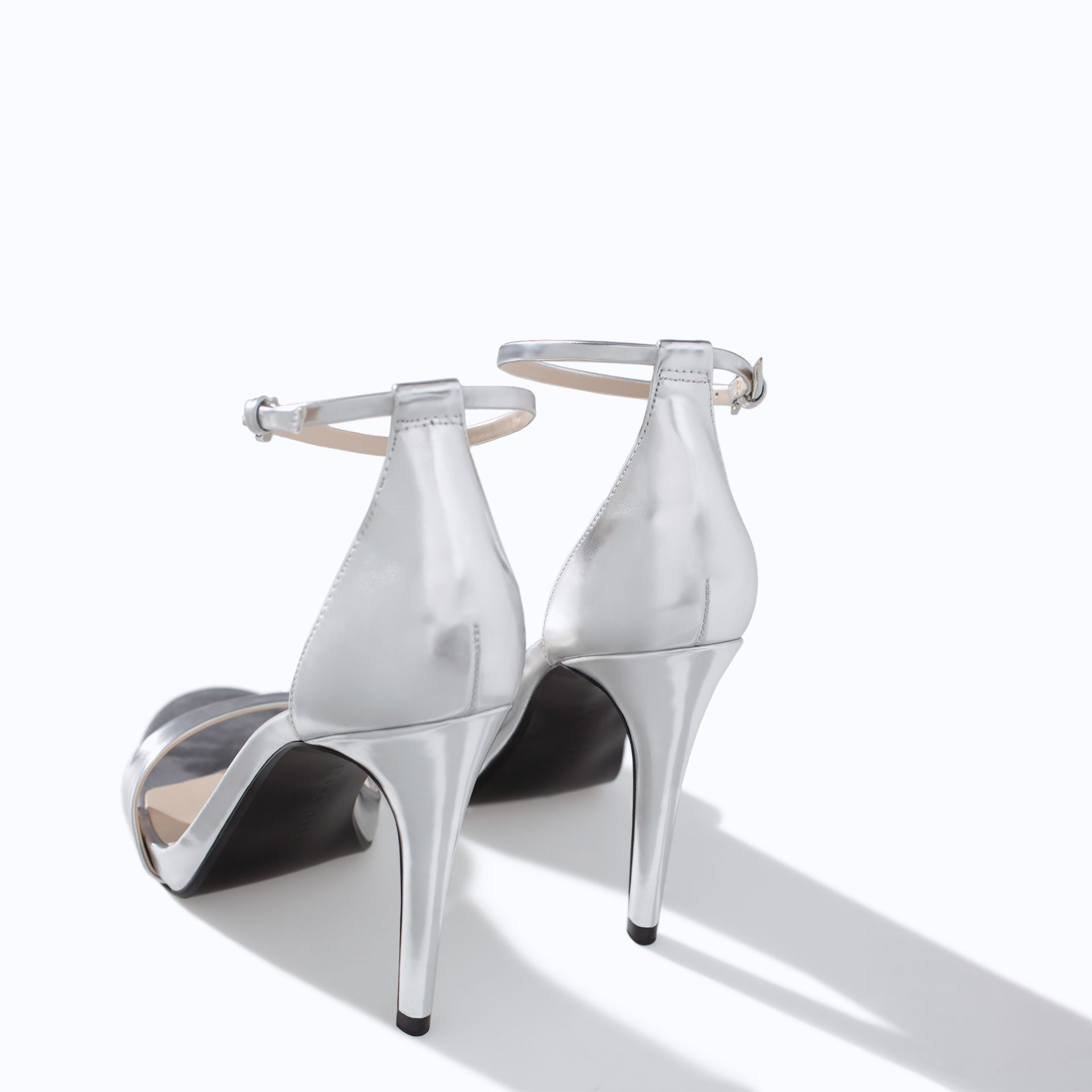 Zara High Heel Strappy Sandal in Metallic Lyst