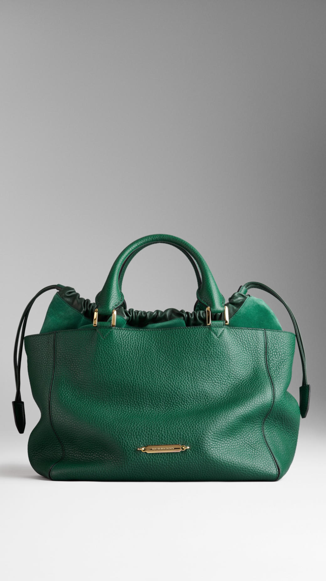 Lyst - Burberry Medium Grainy Leather Tote Bag in Green