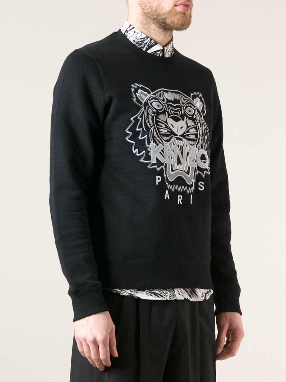 Kenzo Embroidered Wool-cotton Pullover - Black in Black for Men | Lyst