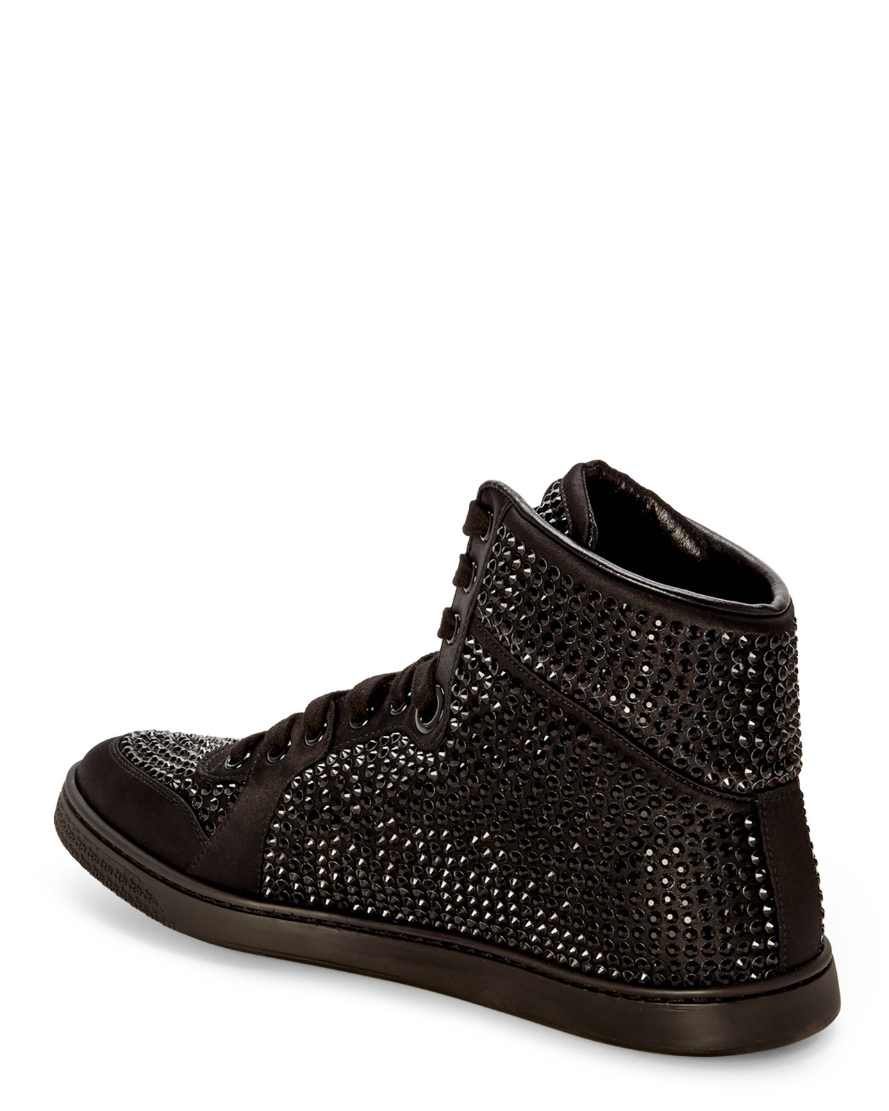 Lyst - Gucci Black Studded High-Top Sneakers in Black