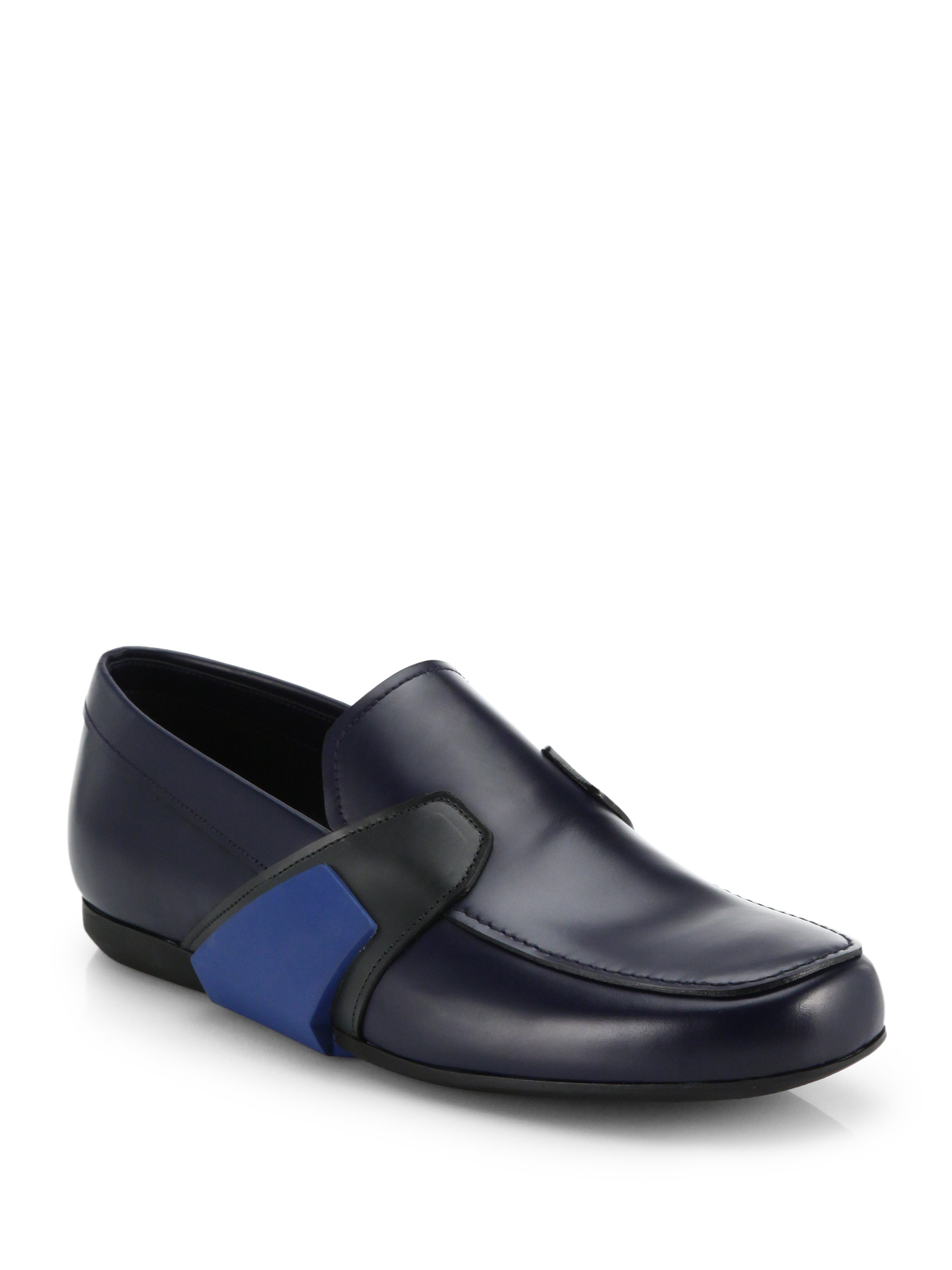 Lyst - Prada Leather Runway Loafers in Blue for Men