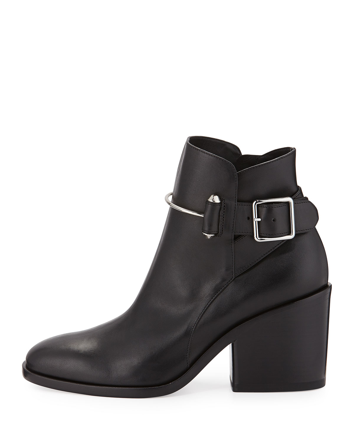 Lyst - Balenciaga Leather Chunky-heel Ankle Boot in Black