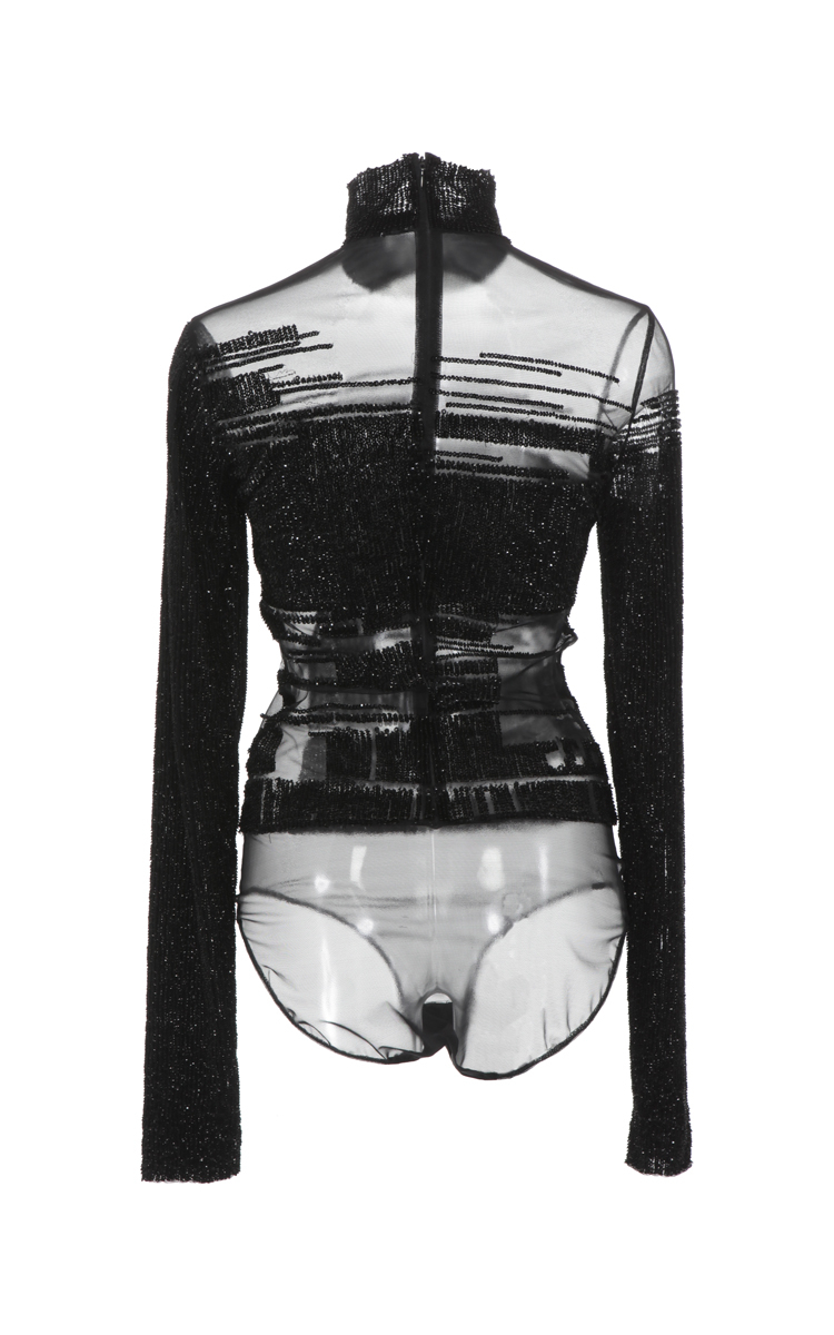 Lyst - Mugler Embellished Turtleneck Bodysuit in Black