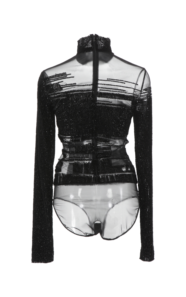 Lyst Mugler Embellished Turtleneck Bodysuit In Black