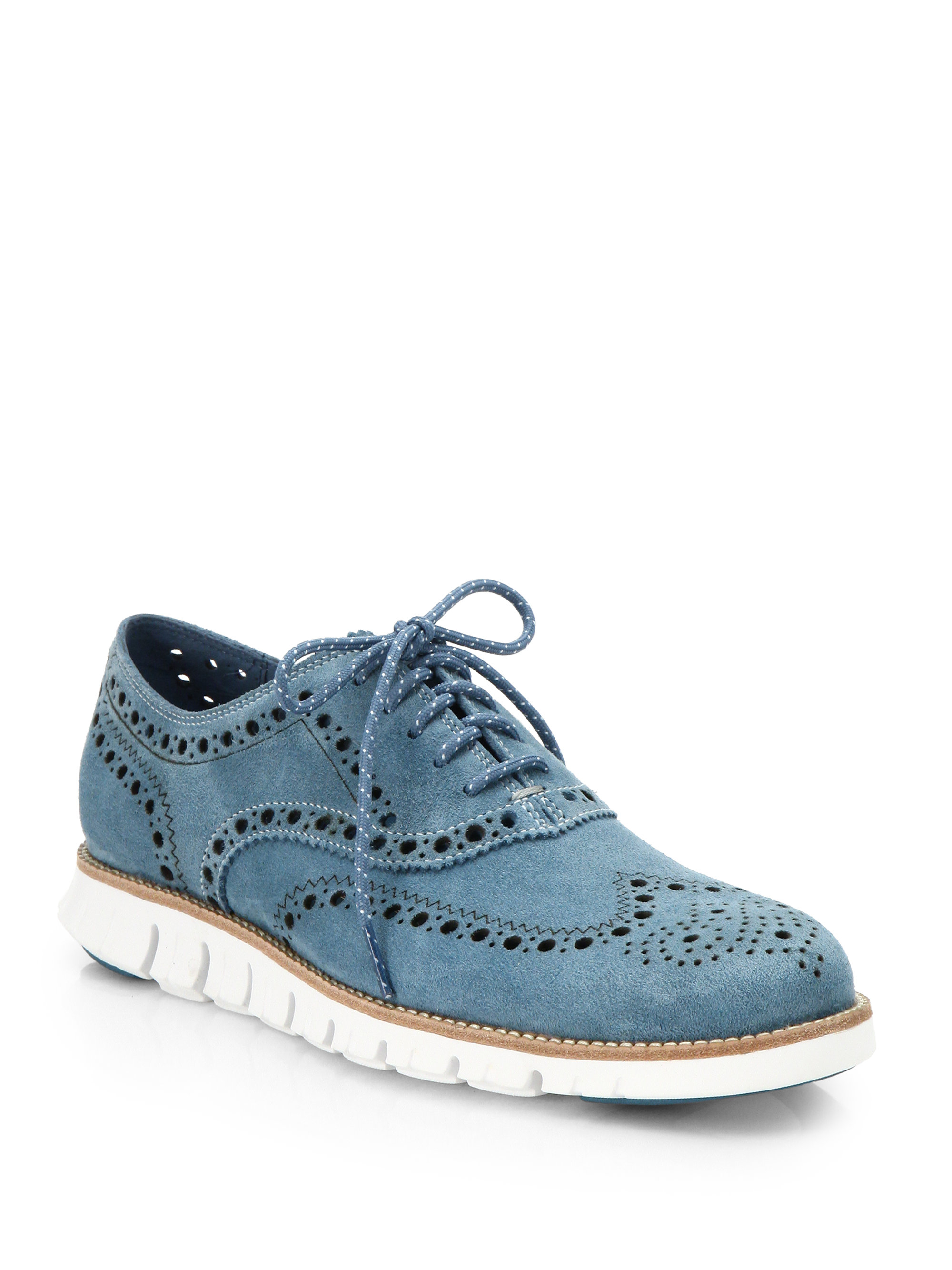 cole haan zerogrand wingtip oxford blue