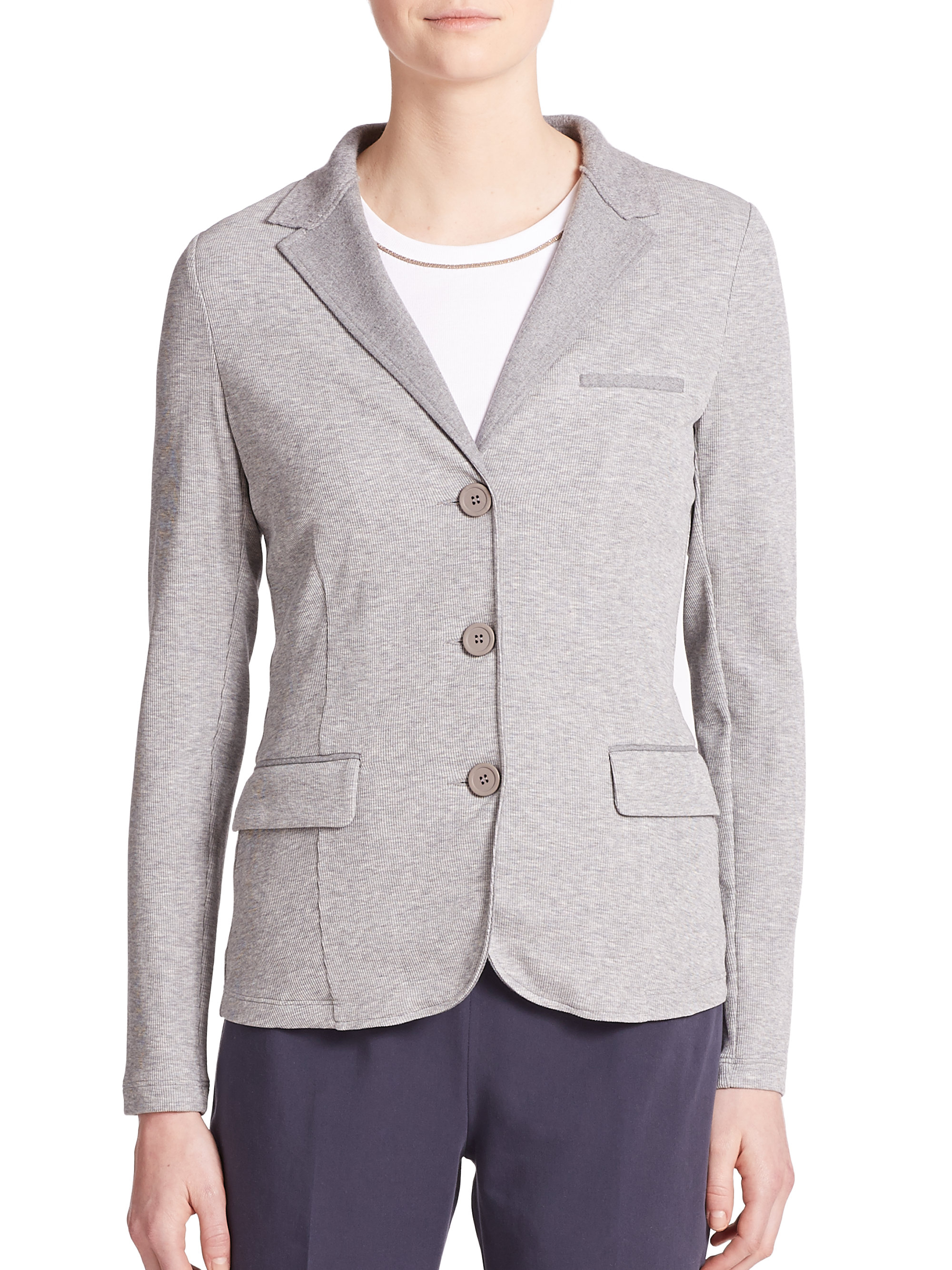 Lyst Peserico Knit Blazer in Gray