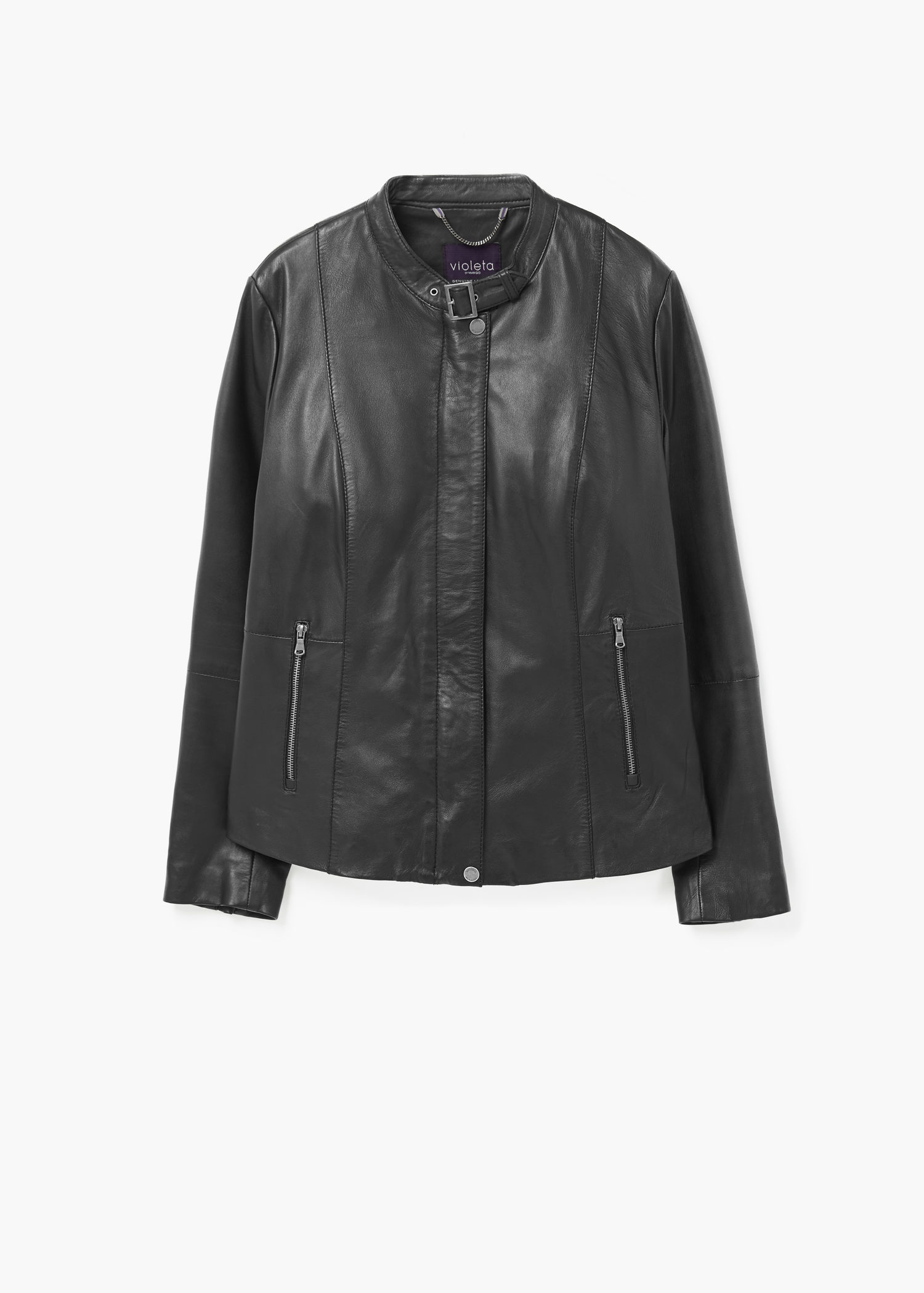 Violeta By Mango Buckles Leather Jacket In Black Lyst Gallery