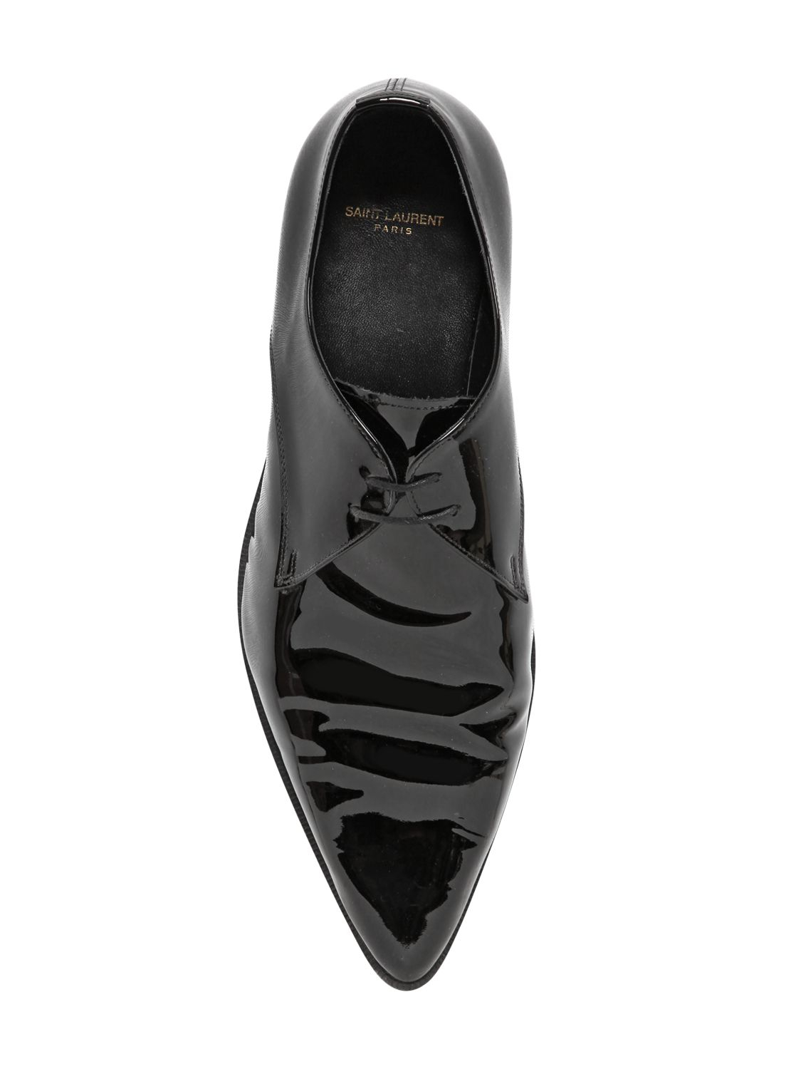 Saint laurent Patent Leather Derby Lace-Up Shoes in Black for Men ...  
