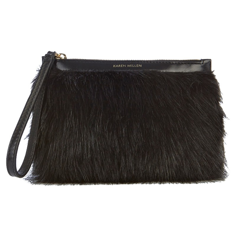 Karen Millen Faux Fur Clutch Bag In Black Lyst Gallery