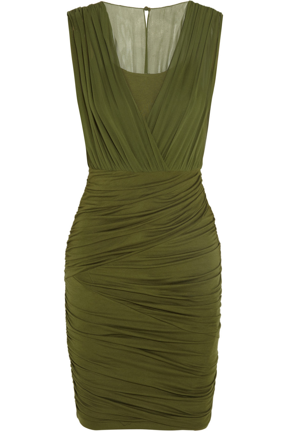 Lyst - Alice + Olivia Jersey and Draped Crepe Mini Dress in Green