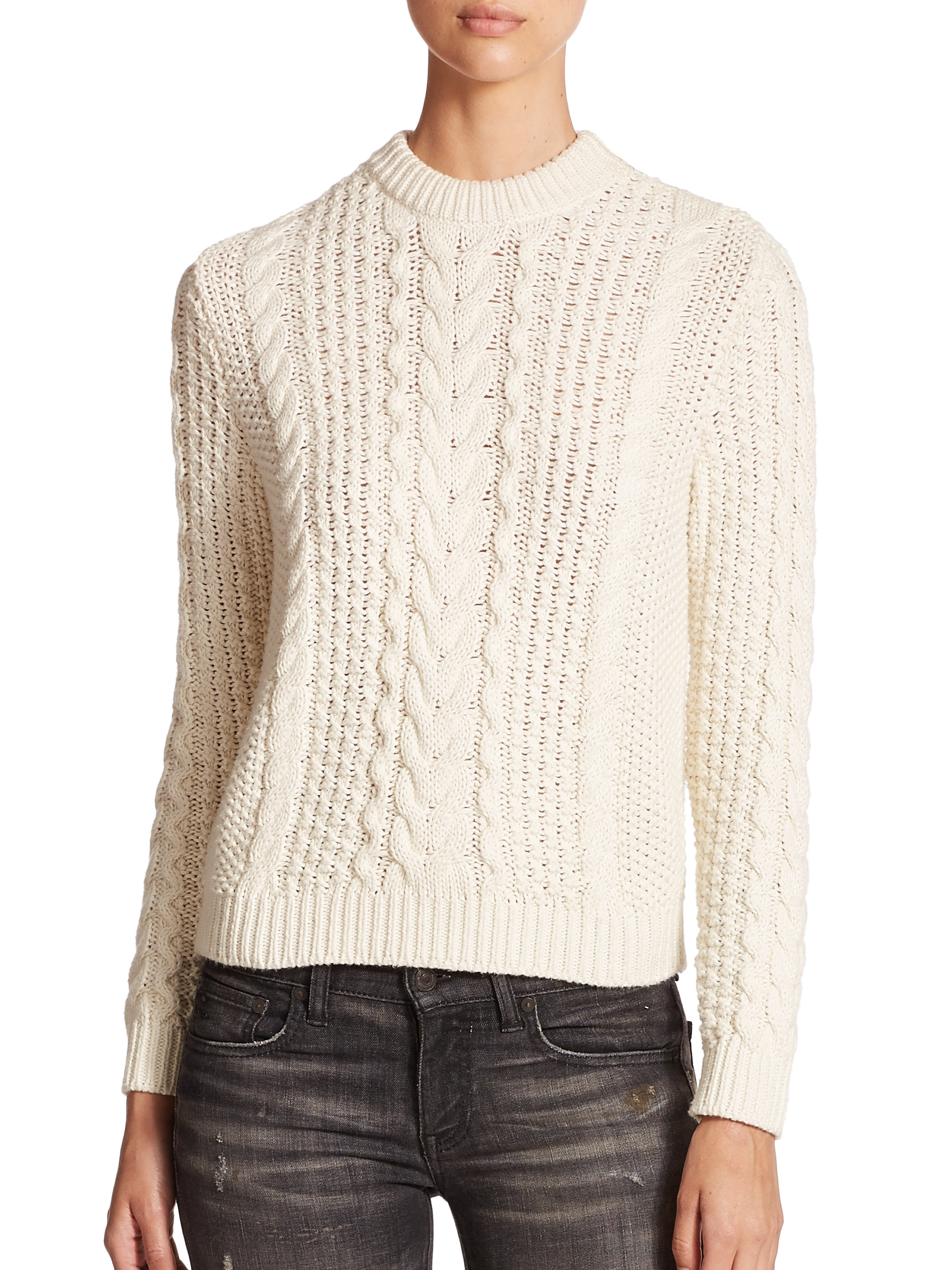Polo ralph lauren Cable-knit Sweater in Natural | Lyst