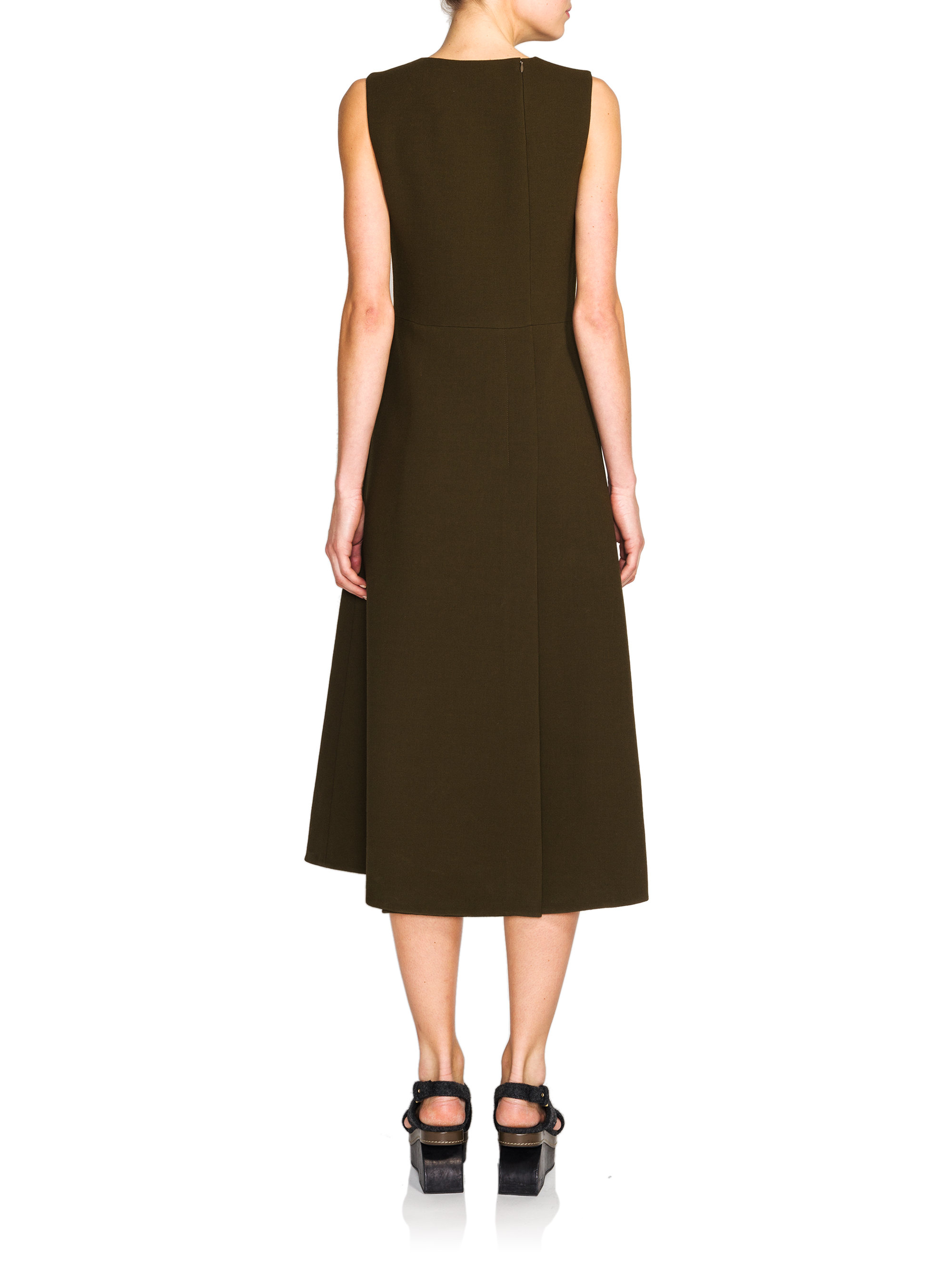 Lyst - Marni Wool Crepe A-line Dress in Brown