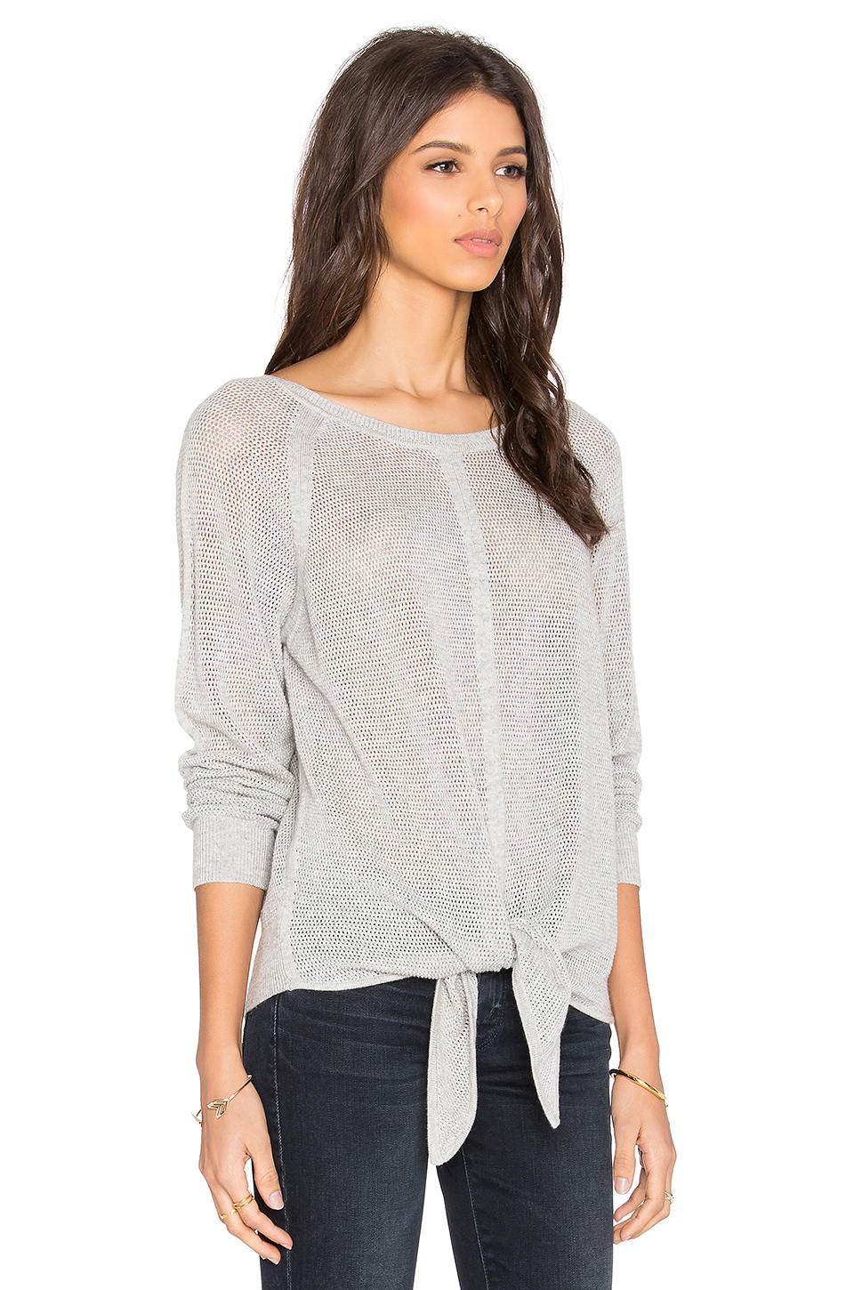 Splendid Tie Front Sweater in Gray | Lyst