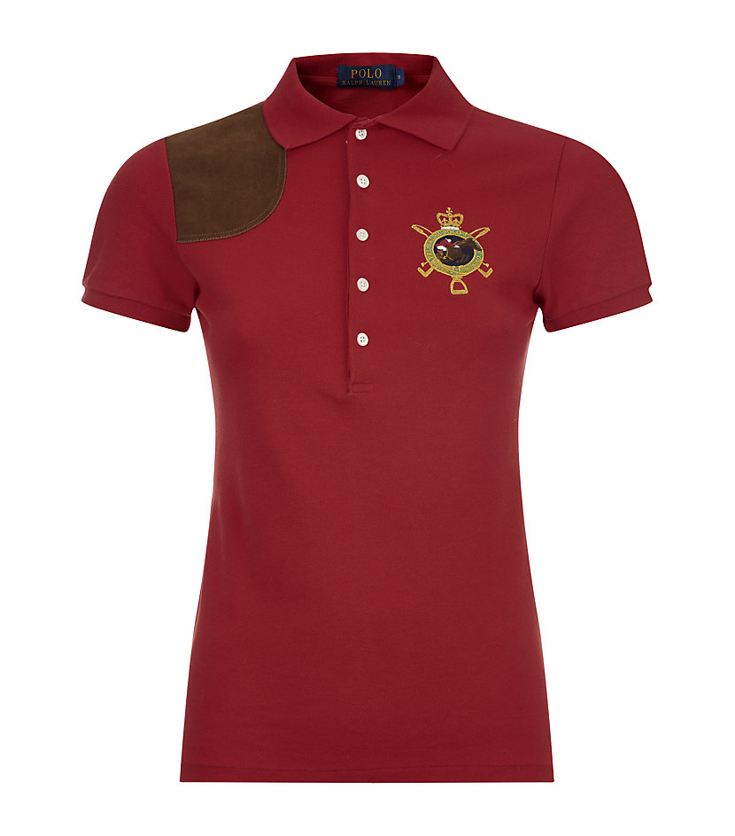 Polo ralph lauren Suede Patch Polo Shirt in Red | Lyst