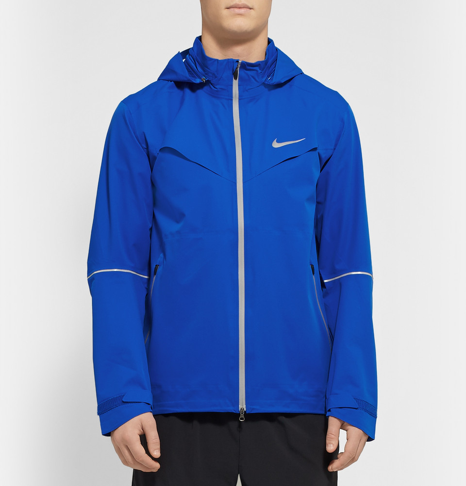 Lyst - Nike Rain Runner Hooded Shell Running Jacket in Blue for Men