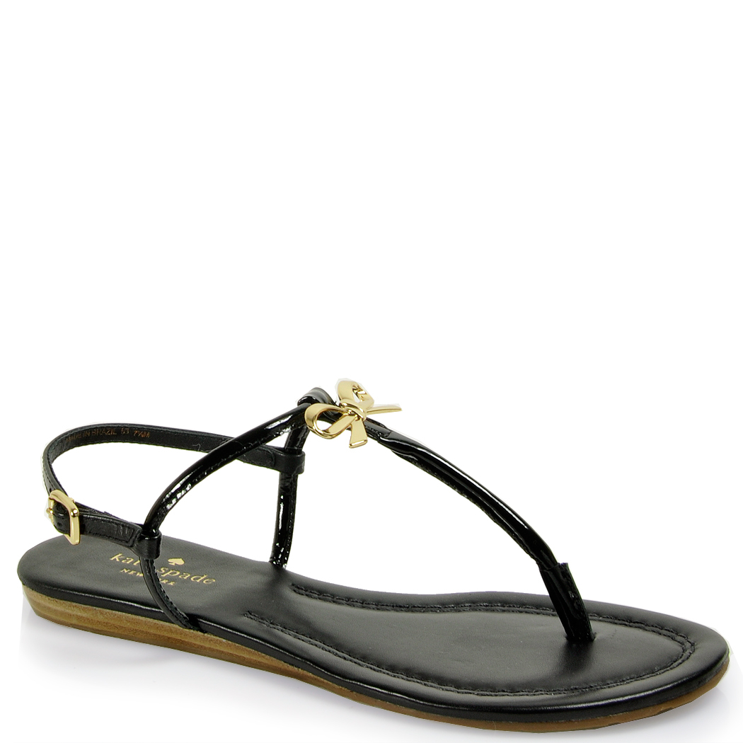Kate Spade Tracie Patent Bow Sandal in Black | Lyst
