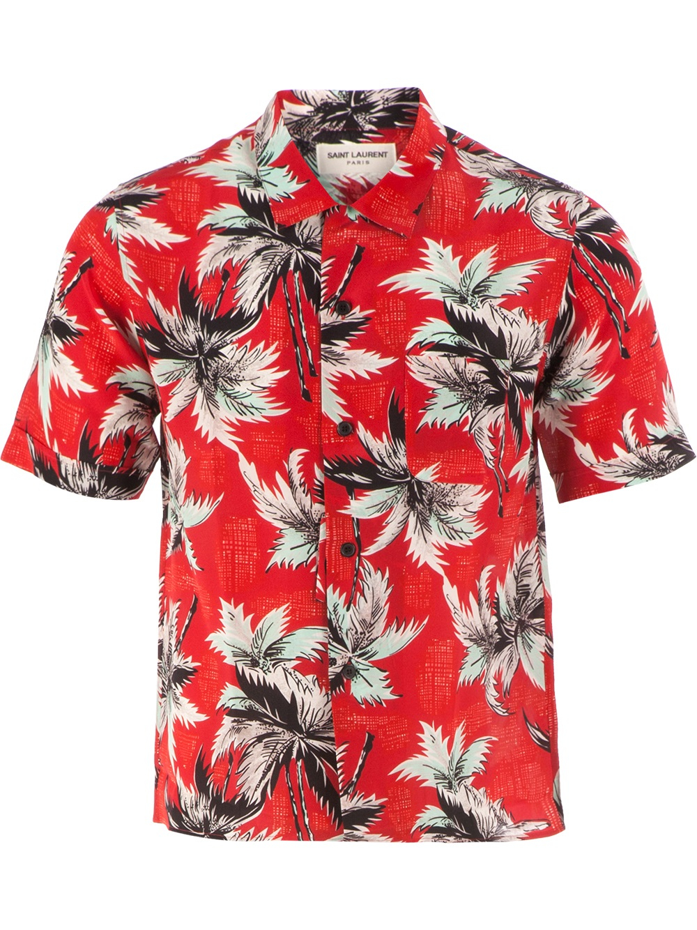 Saint laurent Palm Tree Printed Shirt in Red for Men | Lyst