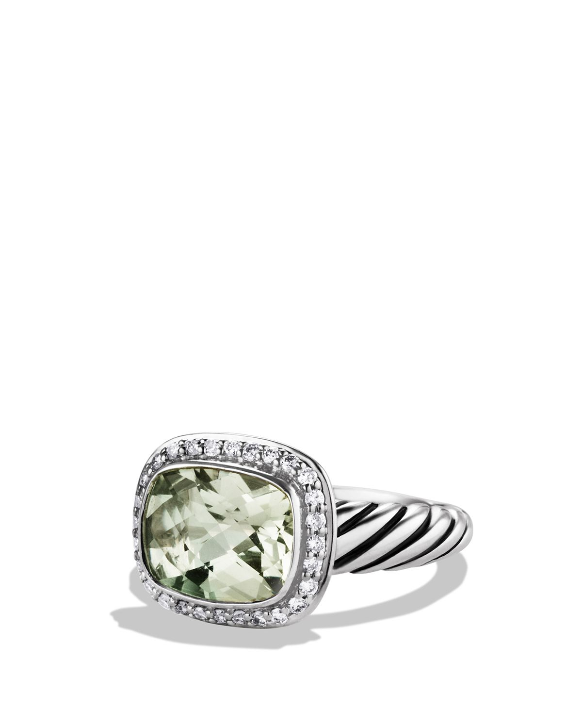 David Yurman Noblesse Ring With Prasiolite And Diamonds In Silver