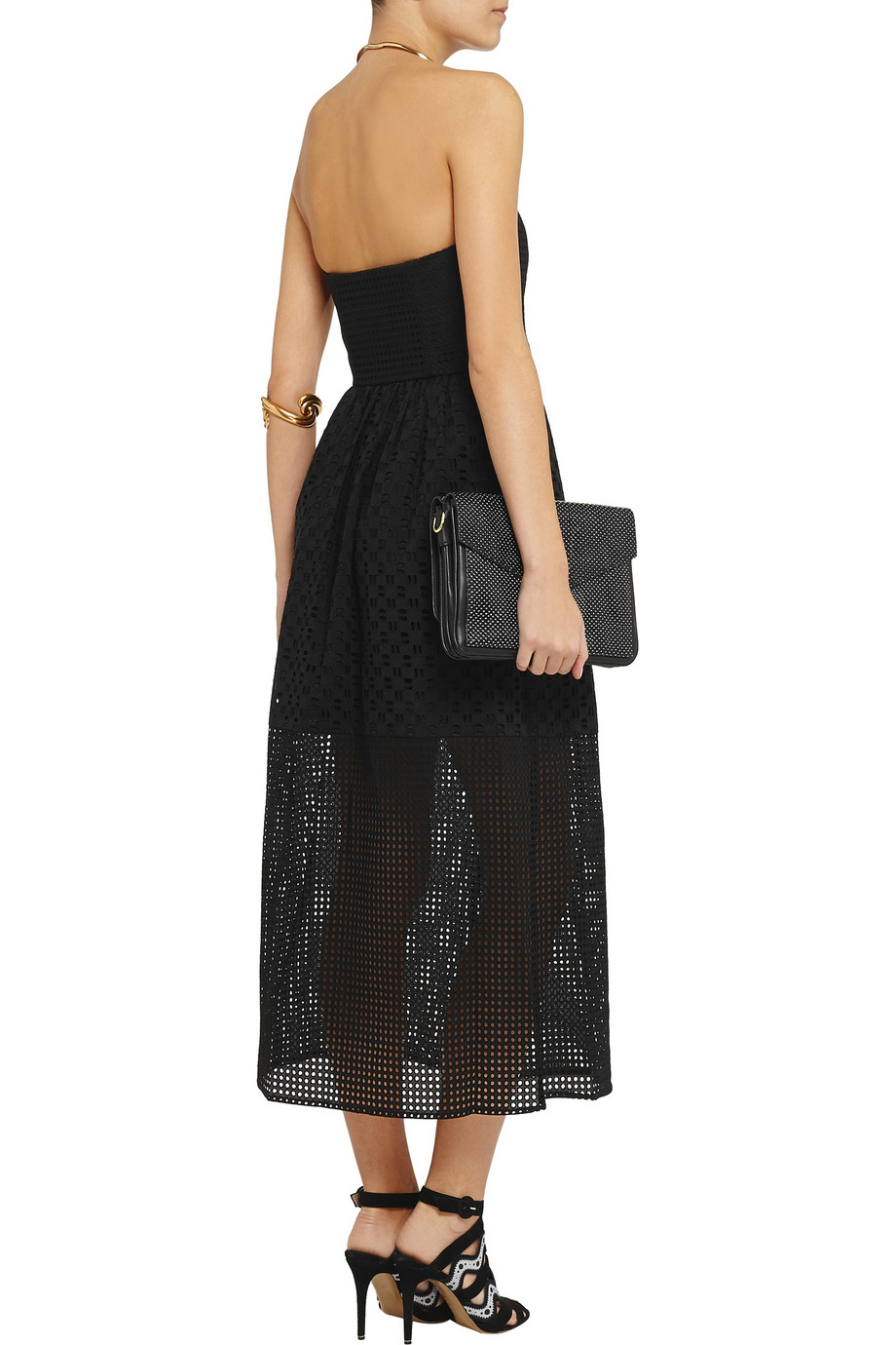 Tibi Kat Broderie Anglaise Cotton Midi Dress in Black Lyst