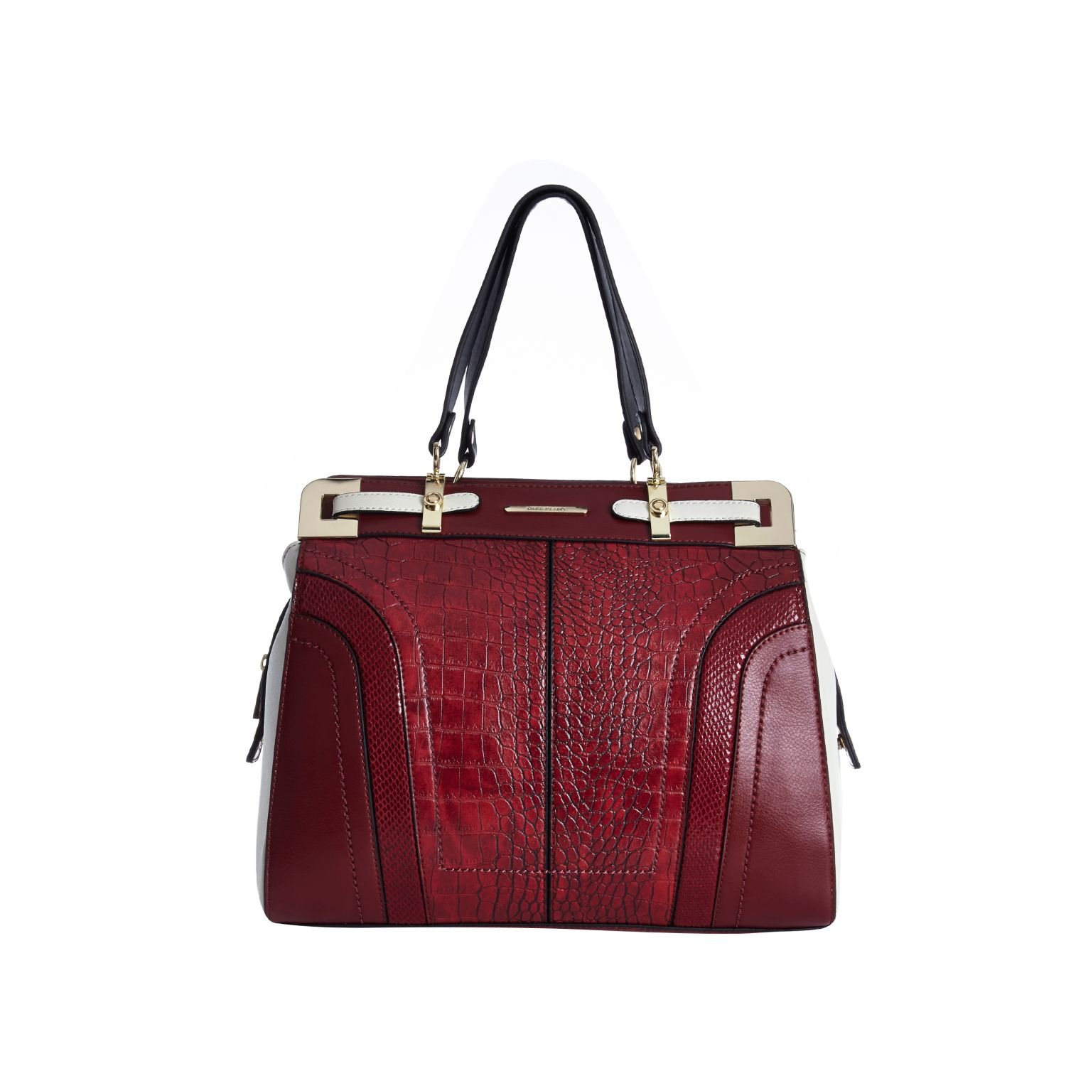 red structured handbag