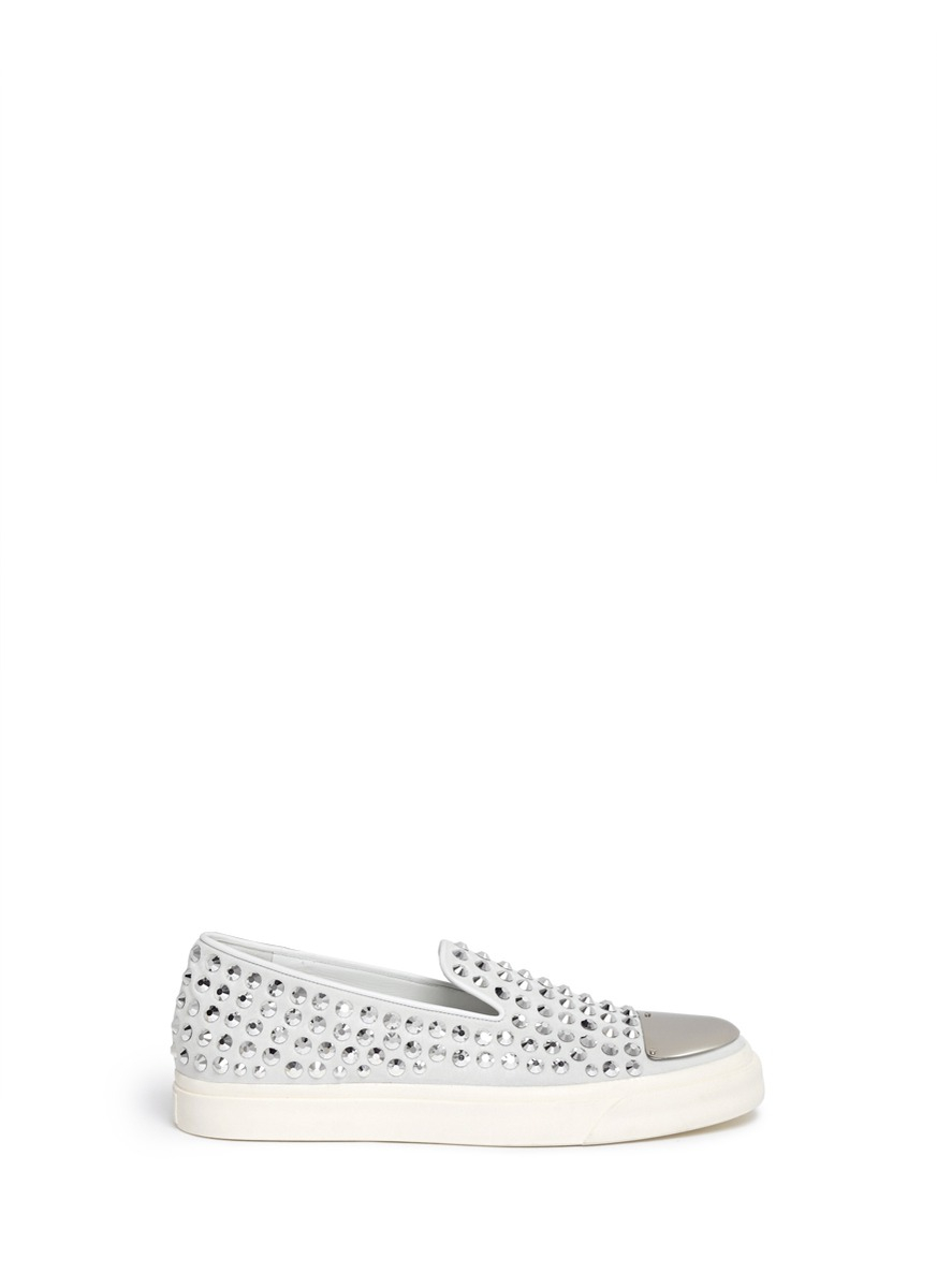 Giuseppe Zanotti Rhinestone Slip On Sneakers in White for Men | Lyst