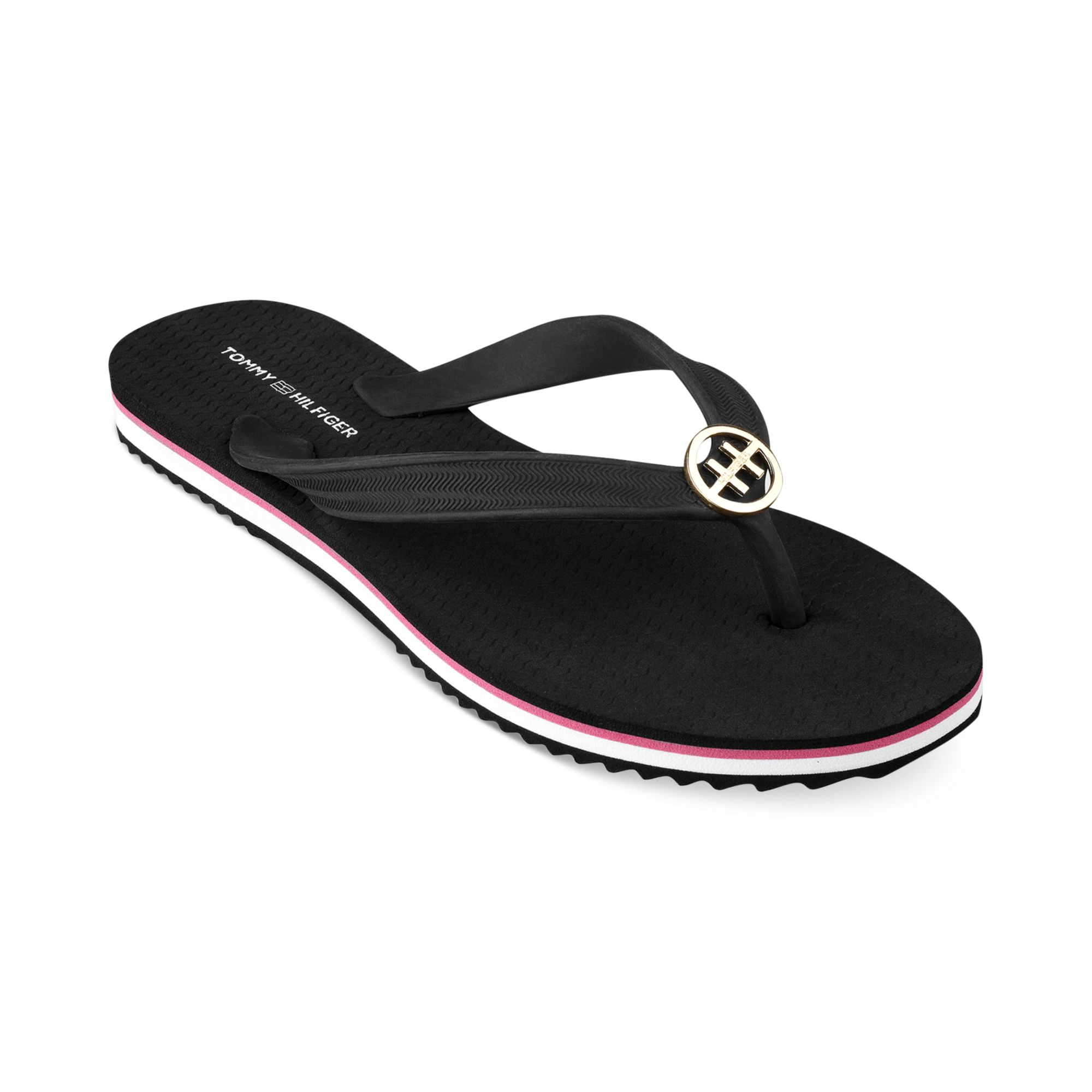 Lyst - Tommy Hilfiger Womens Rosewood Flip Flops in Black