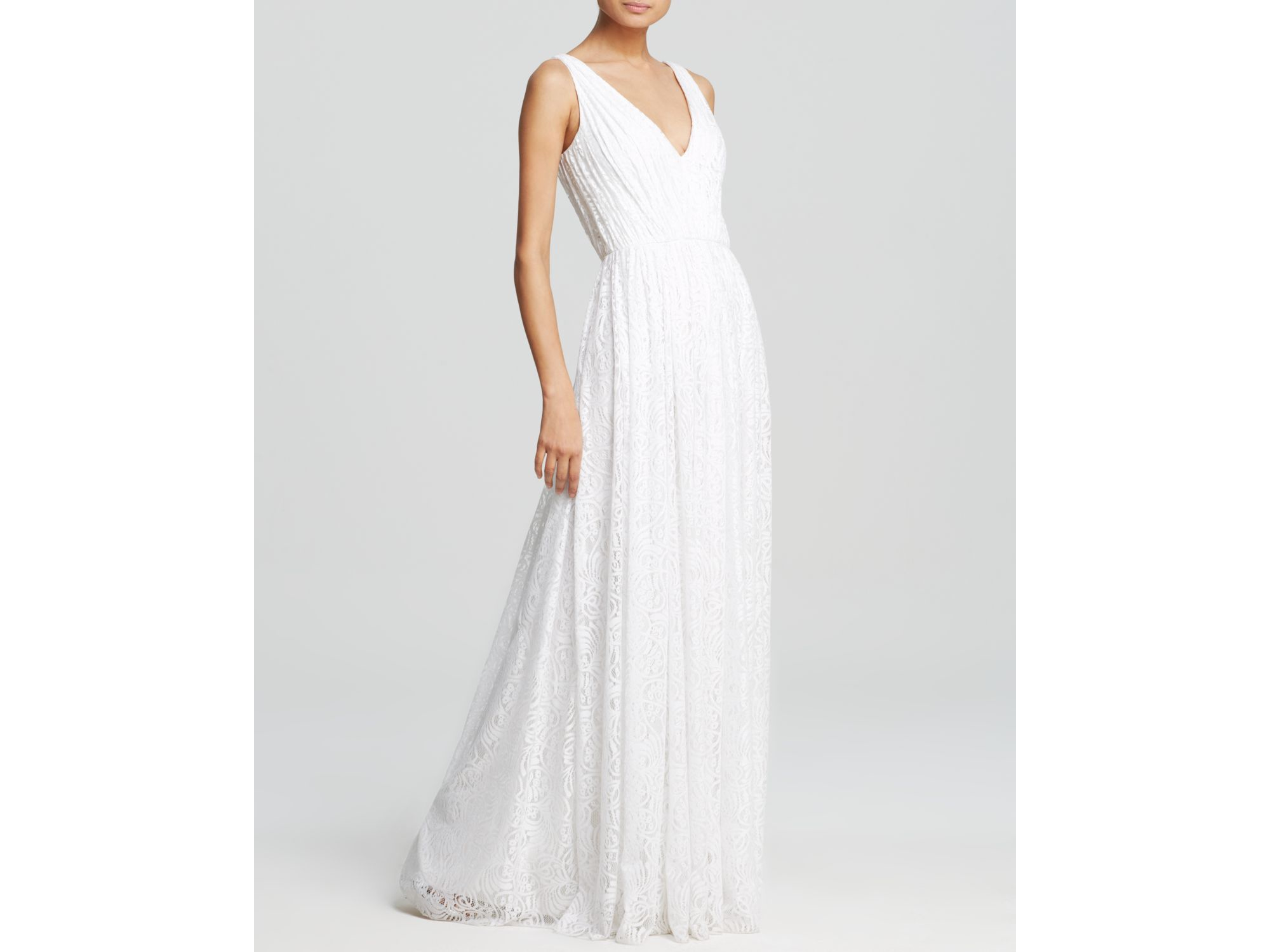 white by vera wang v neck halter gown with sash