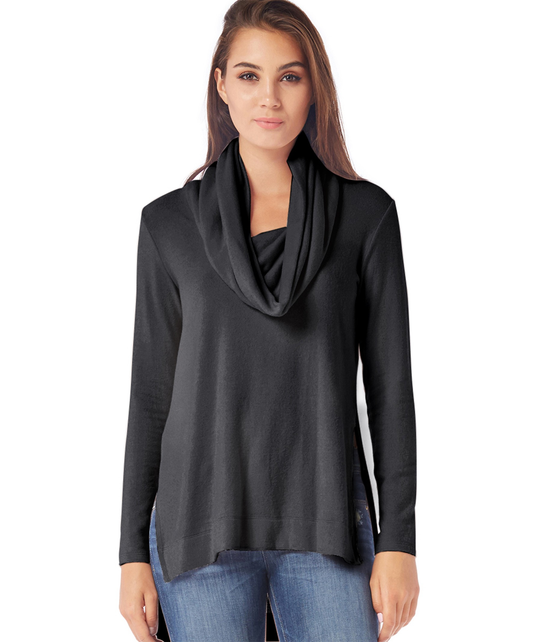 Michael stars Brushed Jersey Long Sleeve Cowl Neck Tunic in Black | Lyst