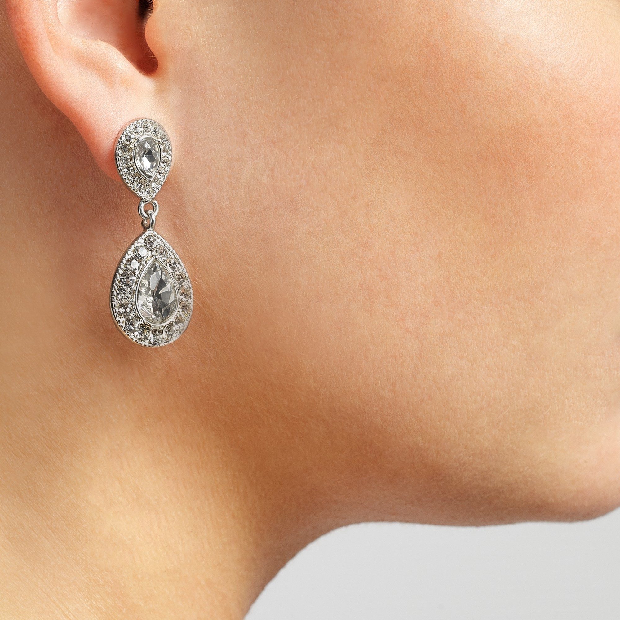 John Lewis Sterling Silver Teardrop Double Drop Earrings In Metallic Gallery