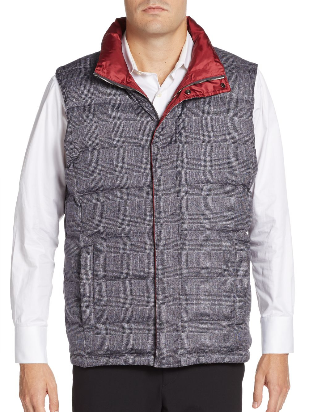 Saks fifth avenue Reversible Puffer Vest in Gray (grey red) Lyst