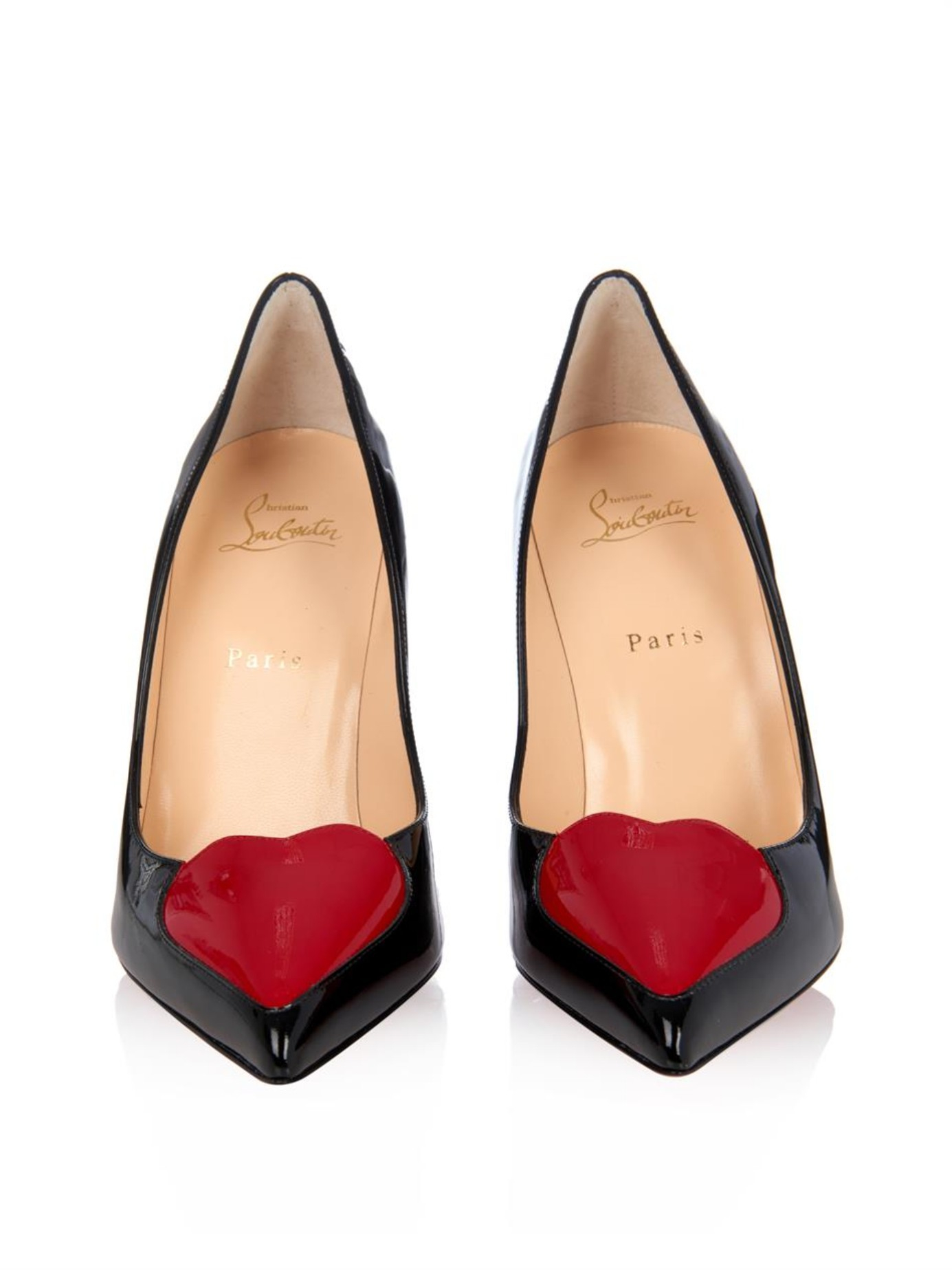 what are red bottom shoes for men - Christian louboutin Cora Heart Patent-Leather Heel Pumps in Red ...