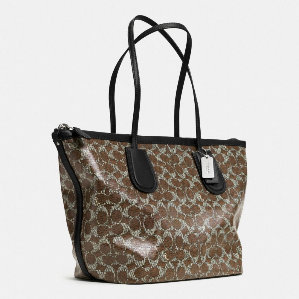 Lyst - Coach Taxi Zip Top Tote In Signature Coated Canvas in Brown