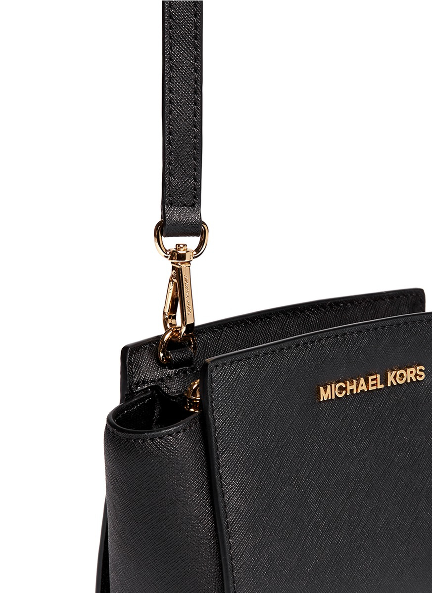 Lyst Michael Kors 'selma' Mini Saffiano Leather Messenger Bag in Black