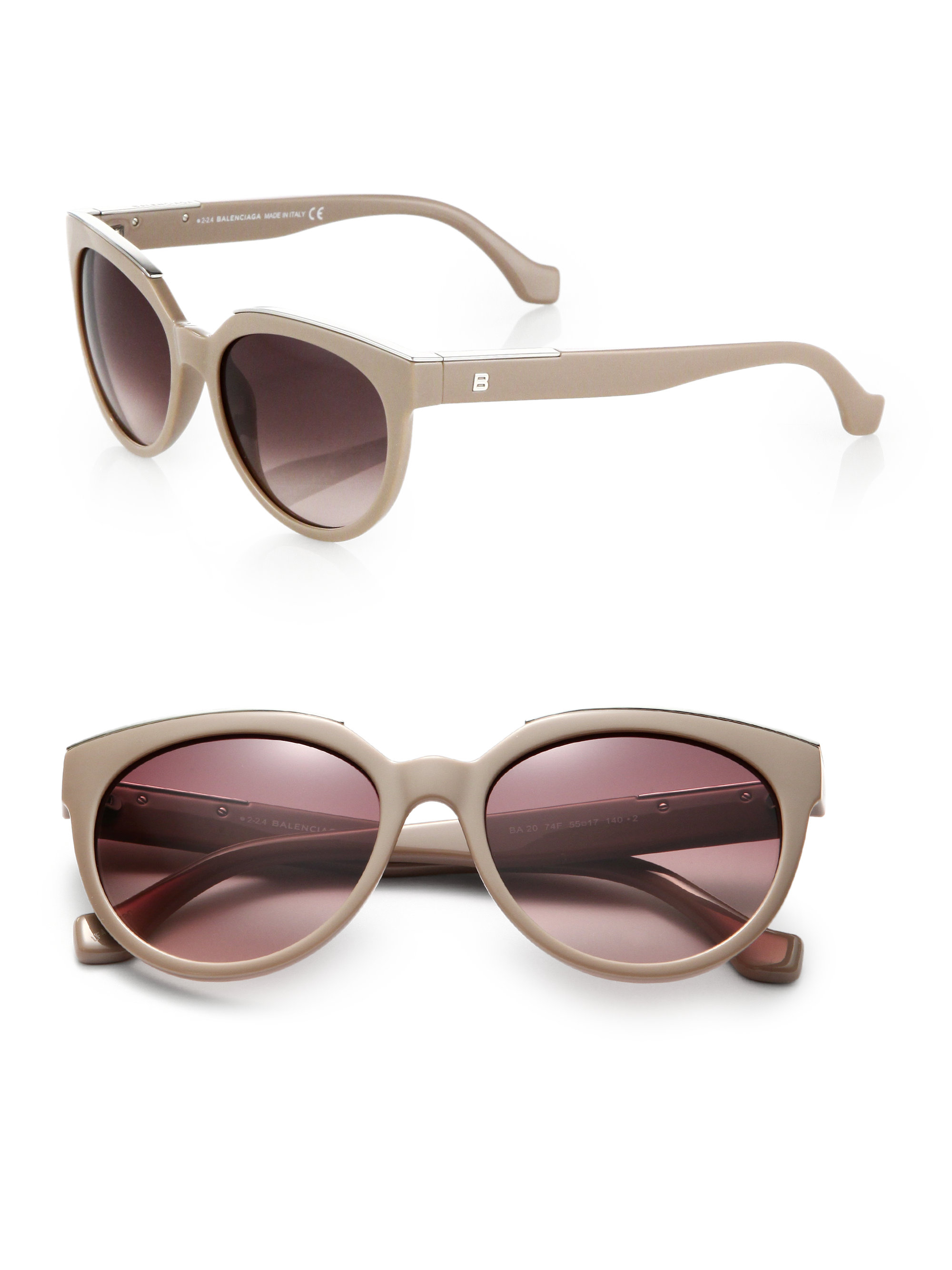 Lyst Balenciaga Metaltrimmed 55mm Cat'seye Sunglasses in Natural