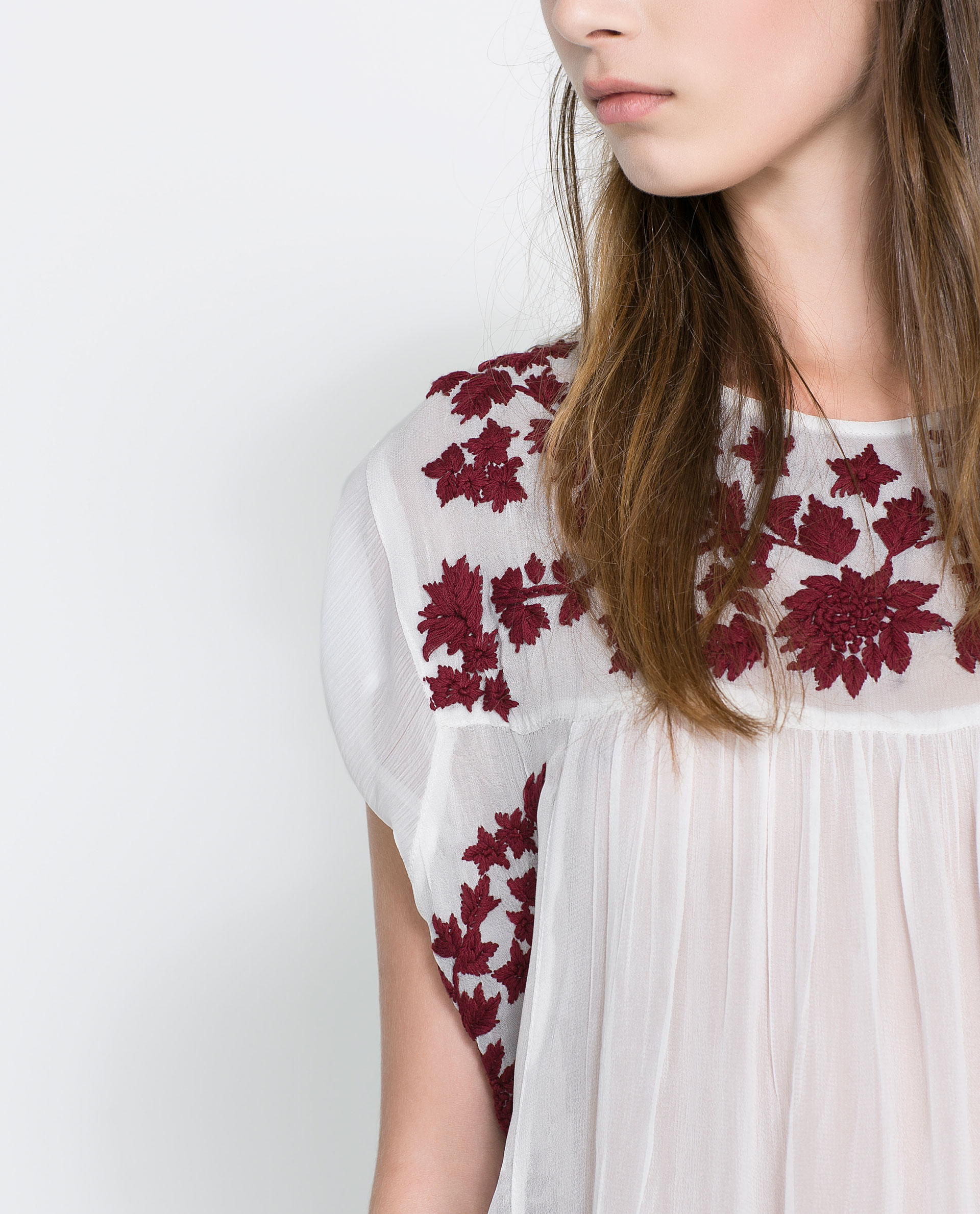 zara white embroidered top