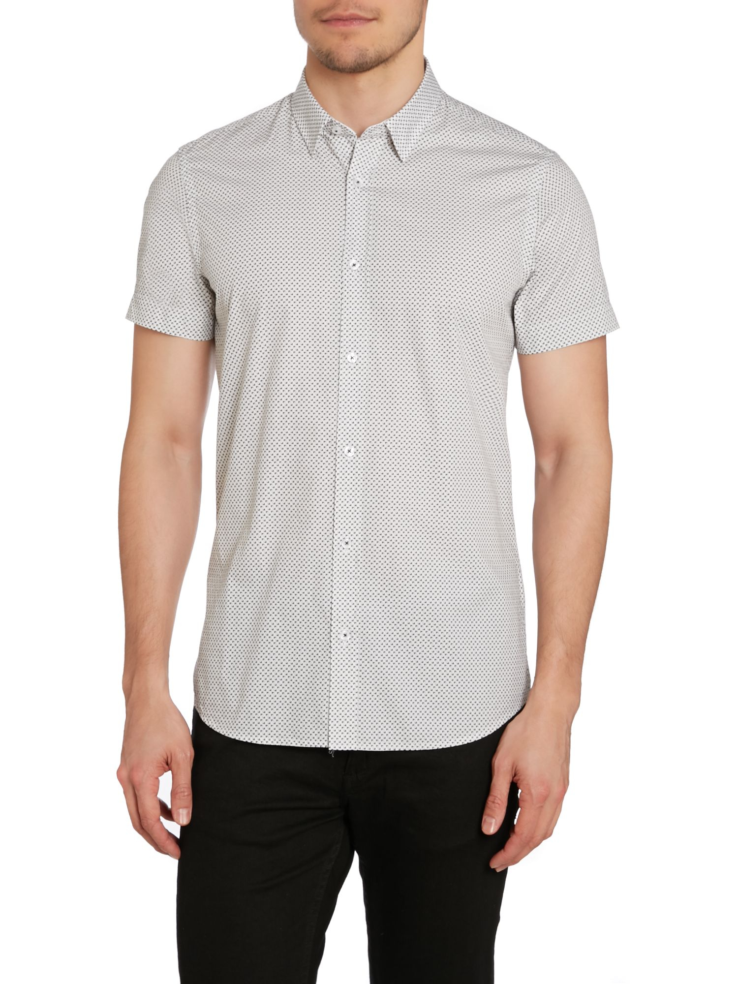 Duck and cover Print Classic Fit Short Sleeve Button Down Shirt in Gray ...