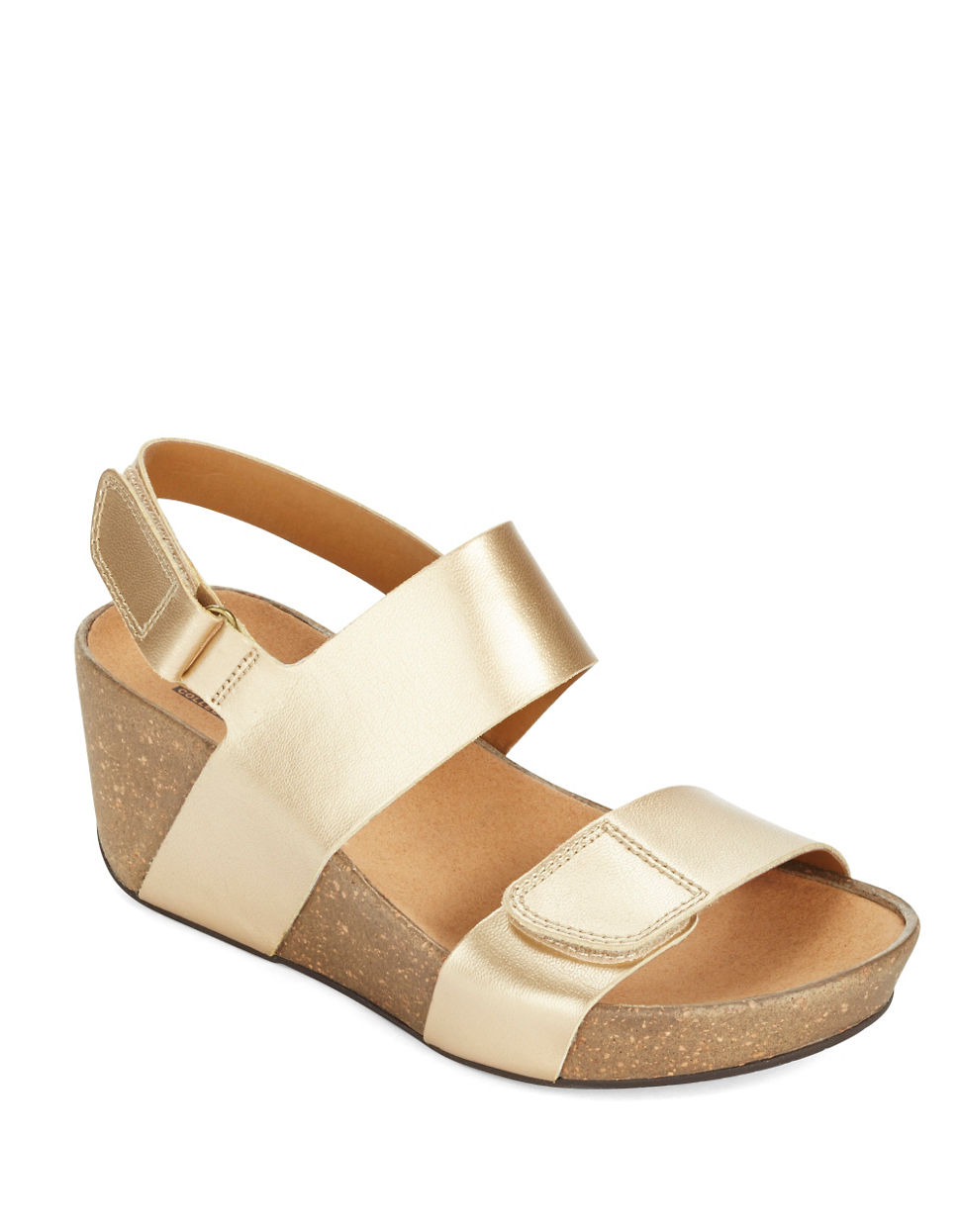 clarks sandals metallic