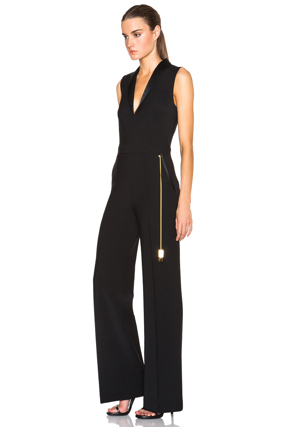 lyst adam lippes shawl collar jumpsuit with pocket chain in black lyst adam lippes shawl collar jumpsuit with pocket chain in black