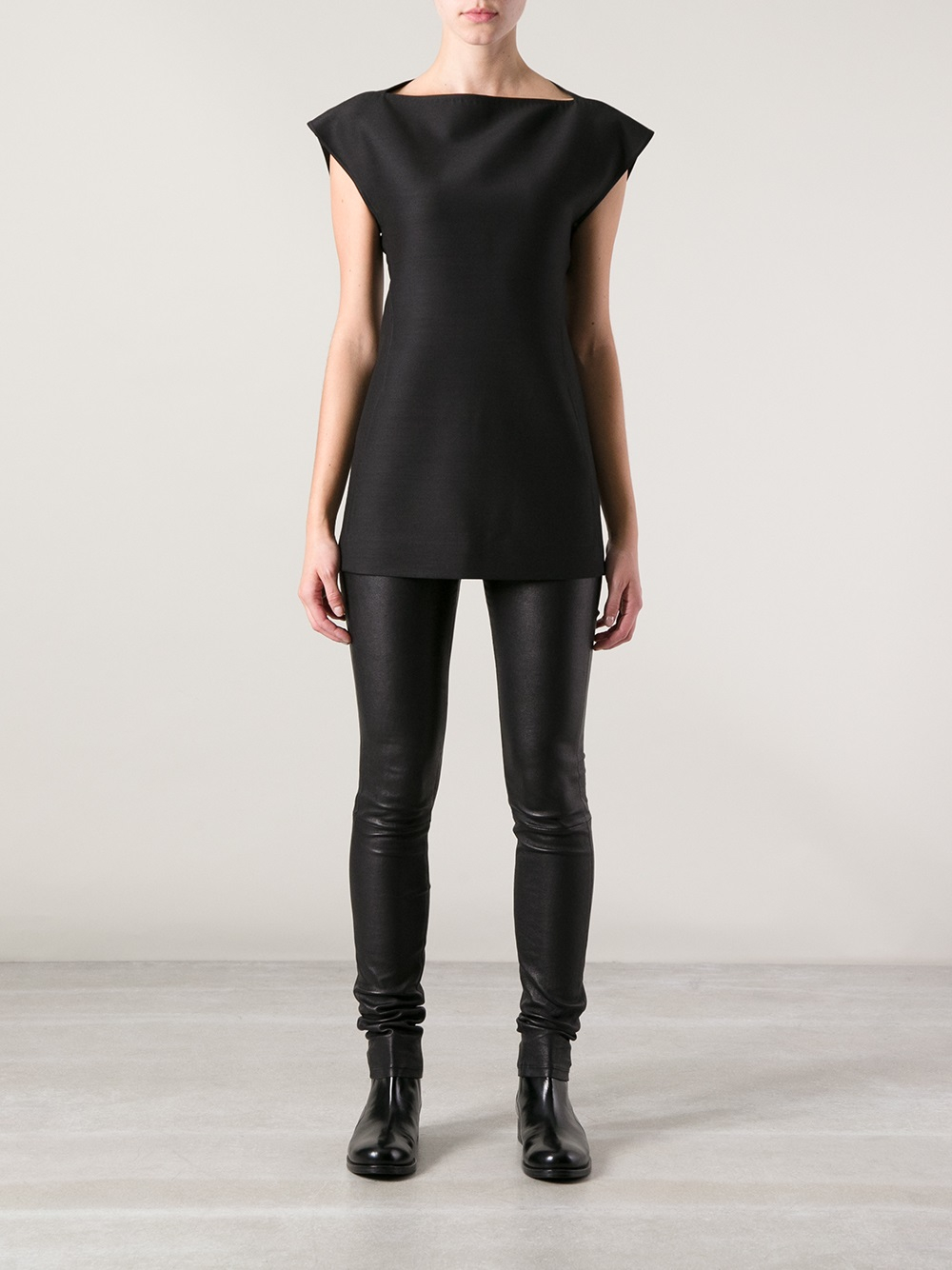 Rick Owens Slash Neck Top in Black - Lyst